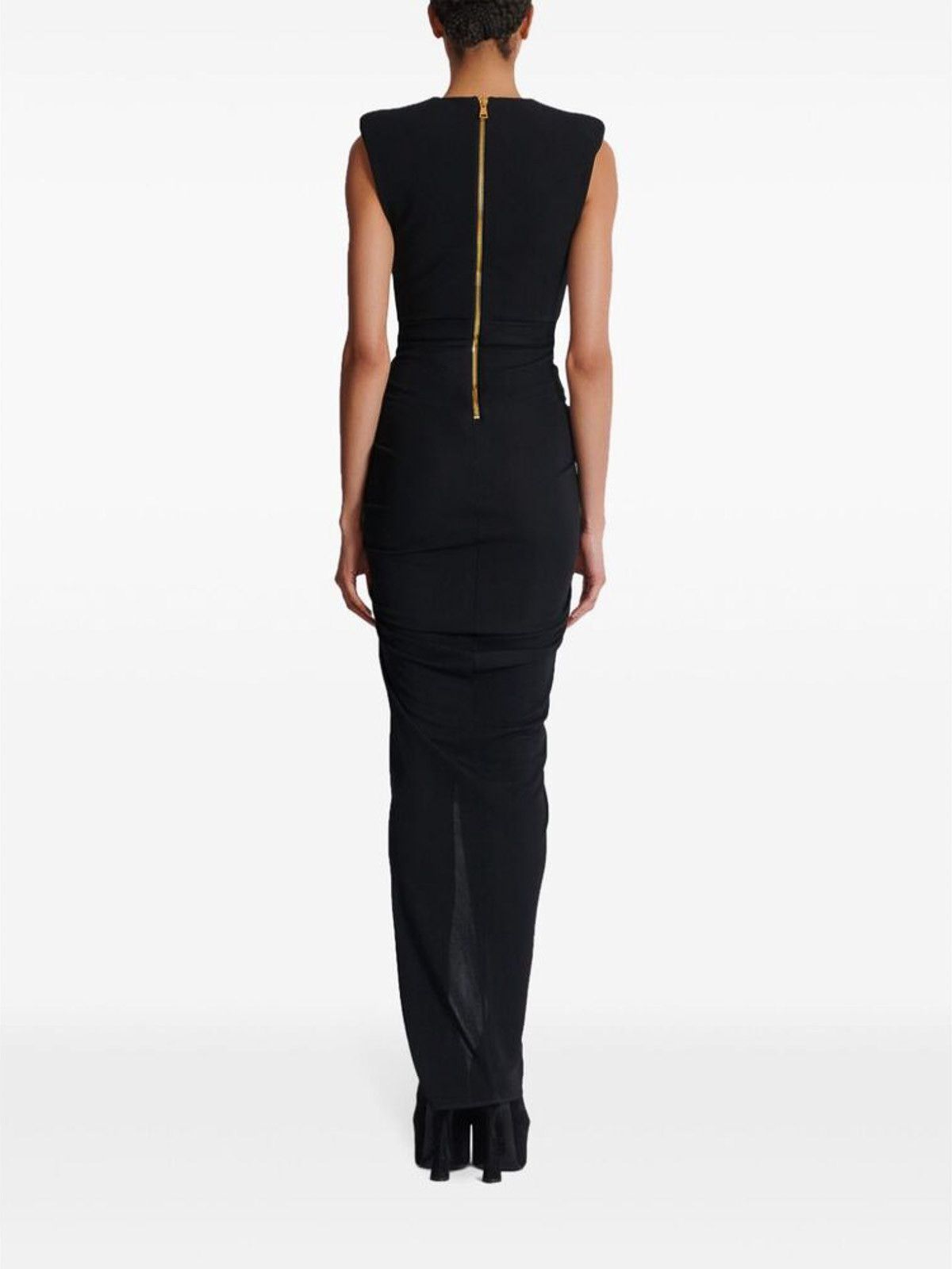 Balmain o1s1wg111025 Tailored Crepe Long Dress in Black Size XS / US 0-2 / IT 36-38 - 6 Thumbnail