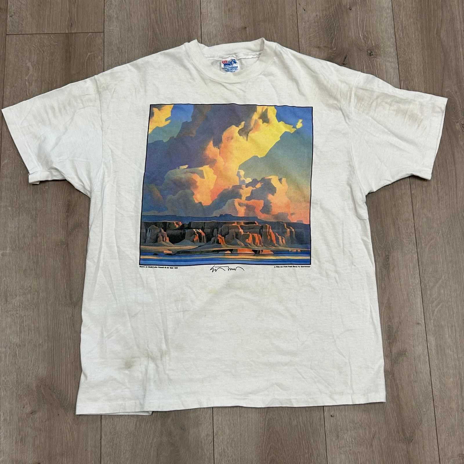 Vintage Vintage 1992 Ed Mell Storm at Dusk / Lake Powell Art Tee Size US XL / EU 56 / 4 - 1 Thumbnail