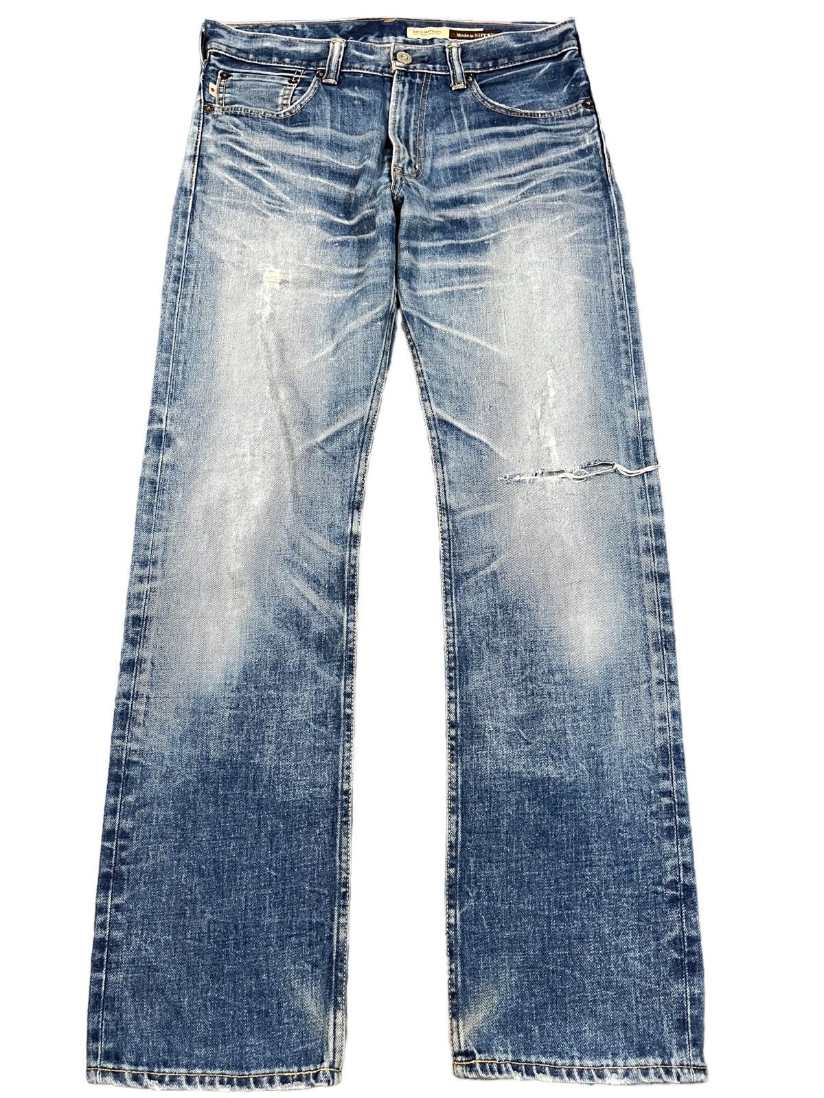 Japanese Brand × Kaihara Denim × Yasuyuki Ishii Vintage Back Number Made in NIPPON Whiskers Distressed Denim Size US 32 / EU 48 - 1 Thumbnail
