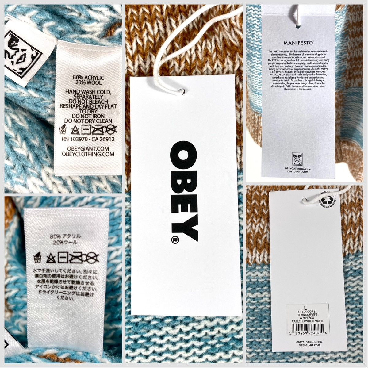 Obey OBEY Dominic Checkerboard Crew Neck Sweater Large NEW Size US L / EU 52-54 / 3 - 4 Thumbnail