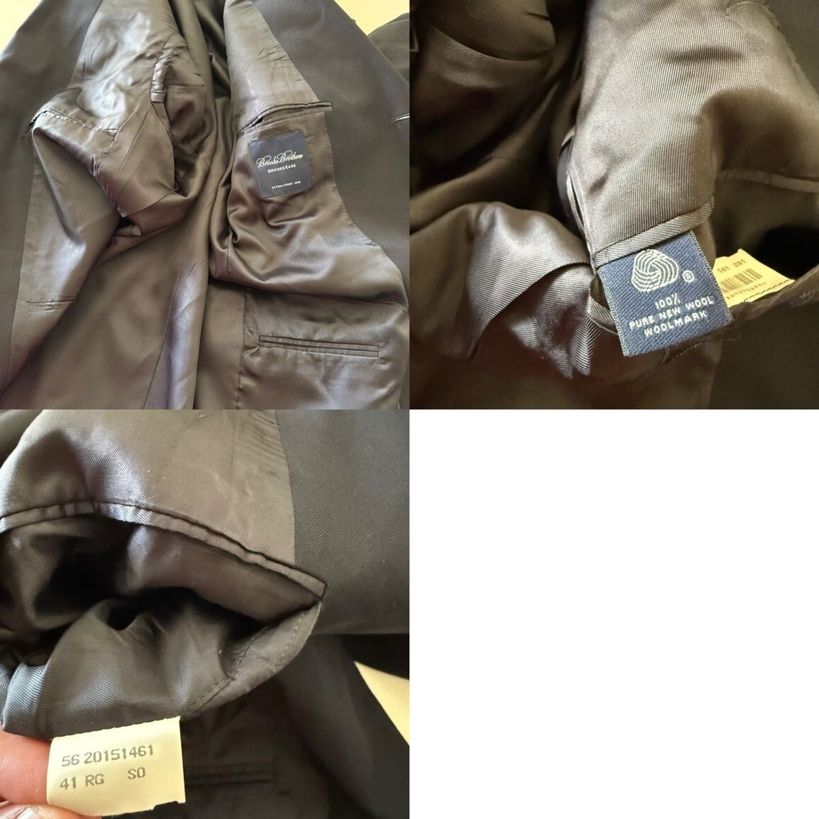 Brooks Brothers Brooks Brothers BrooksEase Solid Black 3 Button Blazer Suit Jacket Mens 41R Wool Size 42R - 8 Thumbnail