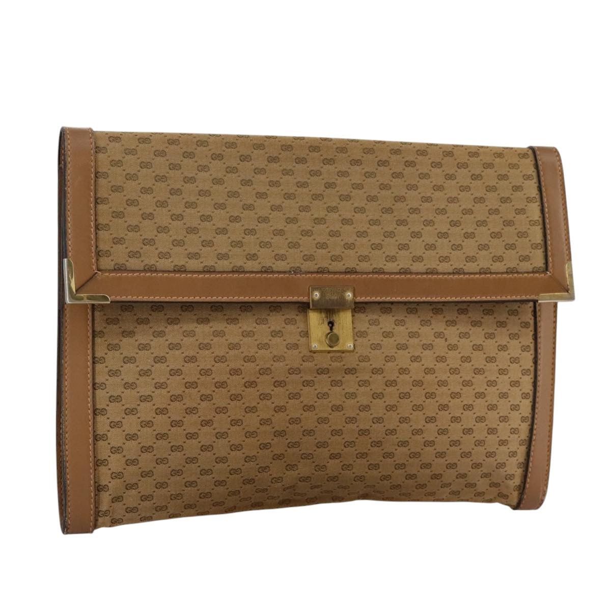 Gucci GUCCI Micro GG Canvas Clutch Bag Beige Size ONE SIZE - 1 Thumbnail