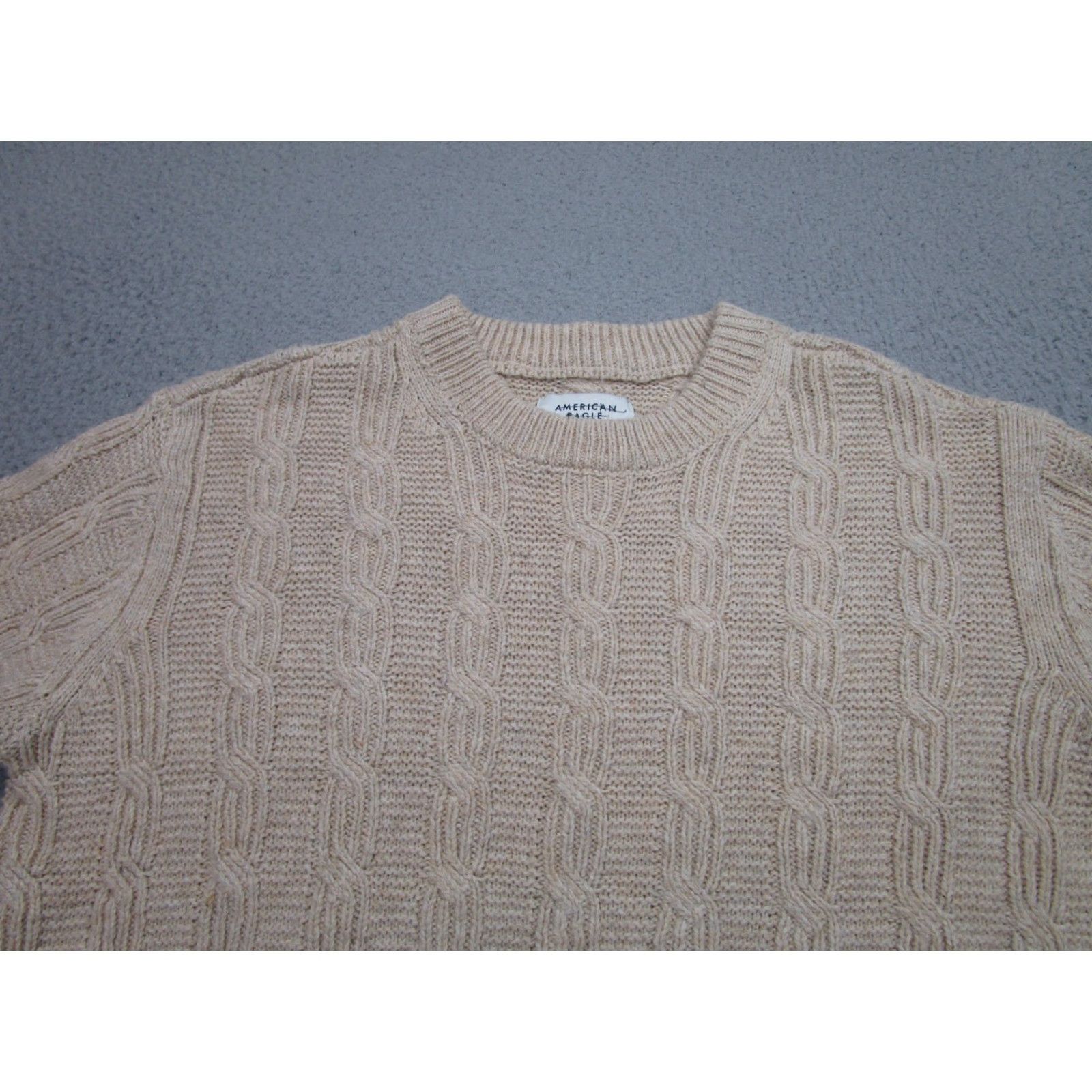 American Eagle Outfitters American Eagle Outfitters Sweater Womens XS Cable-Knit Crew Neck Pullover Preppy Beige Size XS / US 0-2 / IT 36-38 - 2 Thumbnail