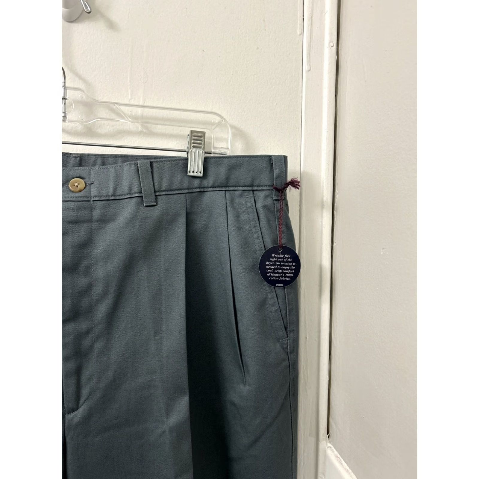 Haggar Haggar Pants Mens 38x30 Navy Blue Wrinkle Free Chino Khaki Pleated 5 Pockets Size US 38 / EU 54 - 5 Thumbnail