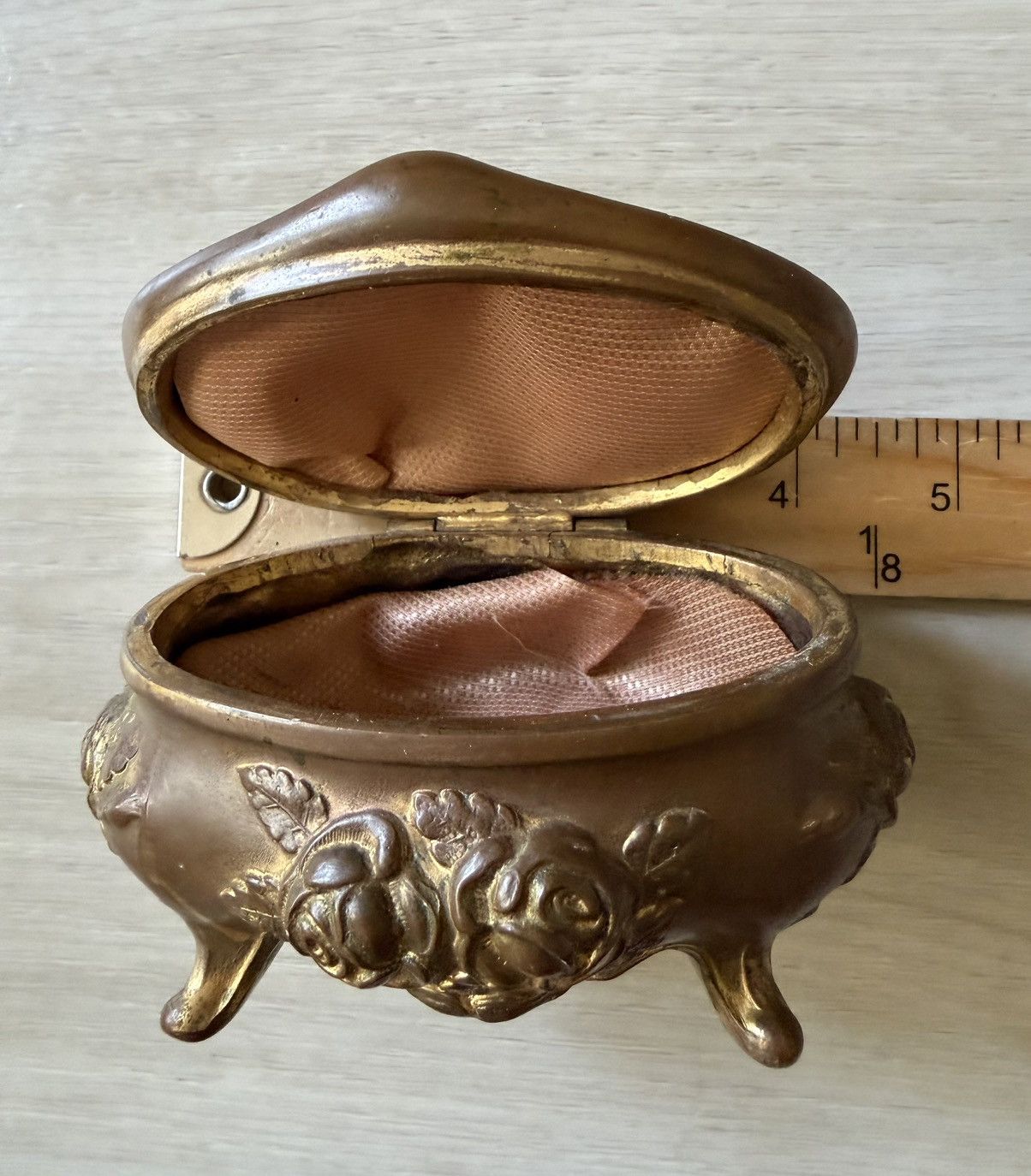 Vintage Antique Rose Jewelry Casket Victorian Deco Brass Size ONE SIZE - 8 Thumbnail