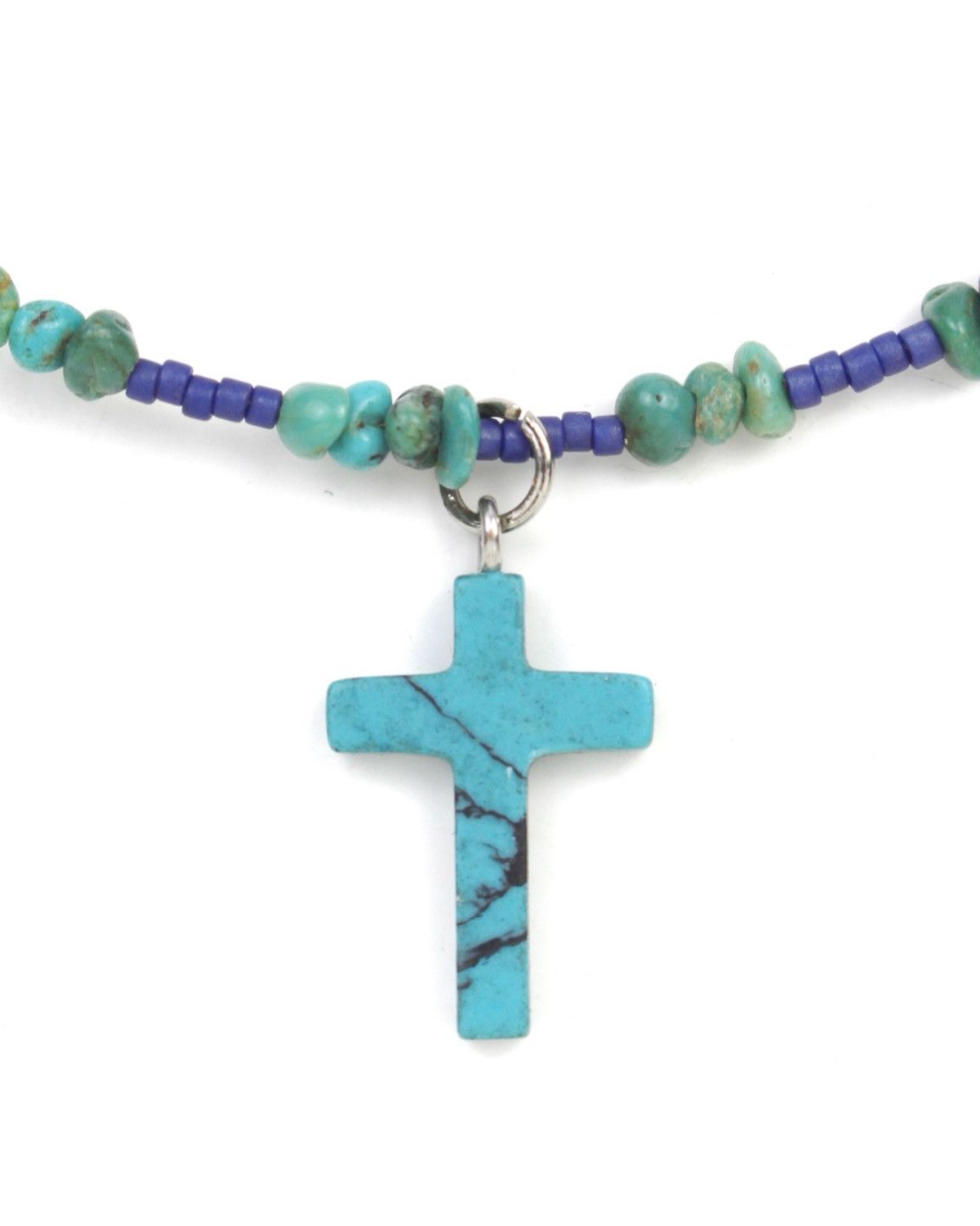 Vintage 2000S JAPANESE MADE TURQUOISE CROSS BEADED NECKLACE Size ONE SIZE - 2 Thumbnail