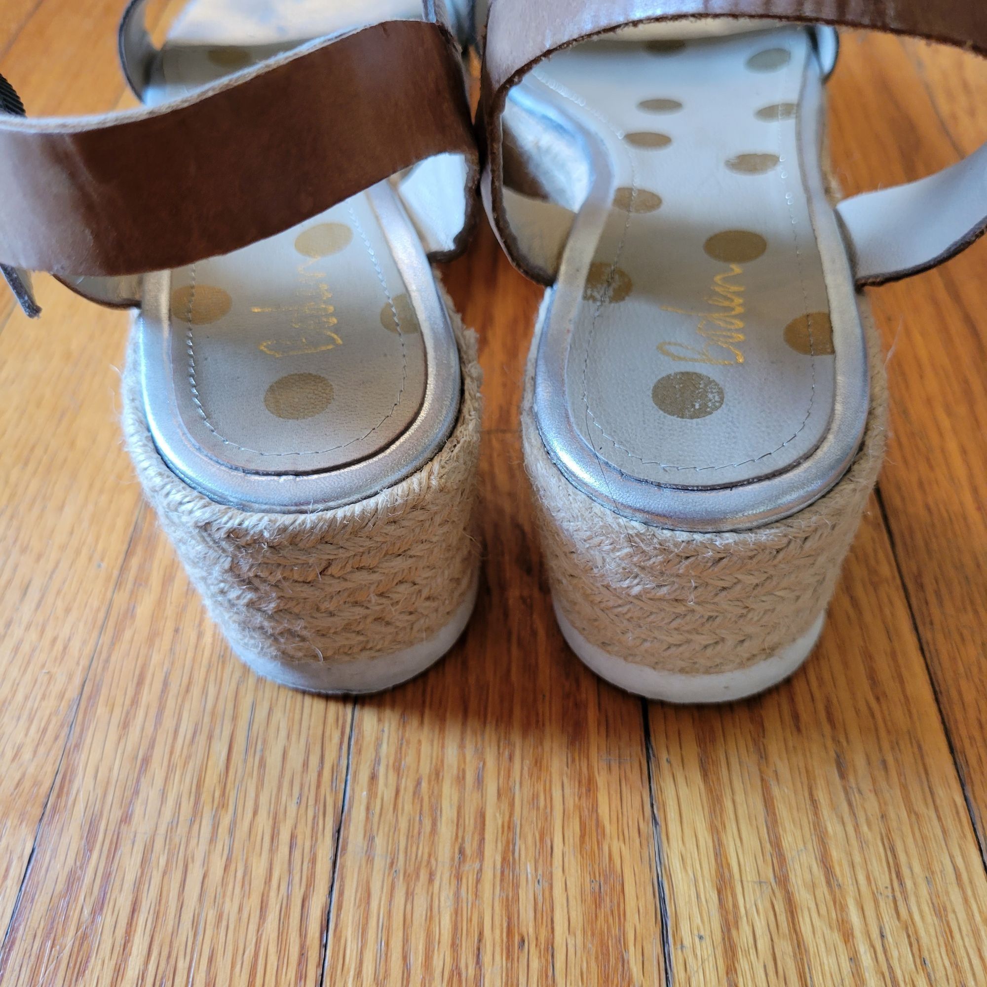 Boden Boden Espadrille Platform Sandals 40 Brown Blue Metallic Sil Size US 8.5 / IT 38.5 - 4 Thumbnail