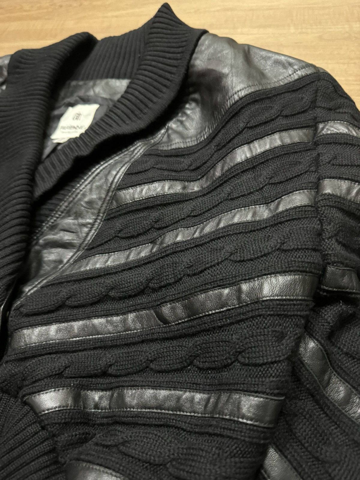 Issey Miyake VINTAGE PARIENNE KNIT LEATHER JACKET Size L / US 10 / IT 46 - 3 Thumbnail