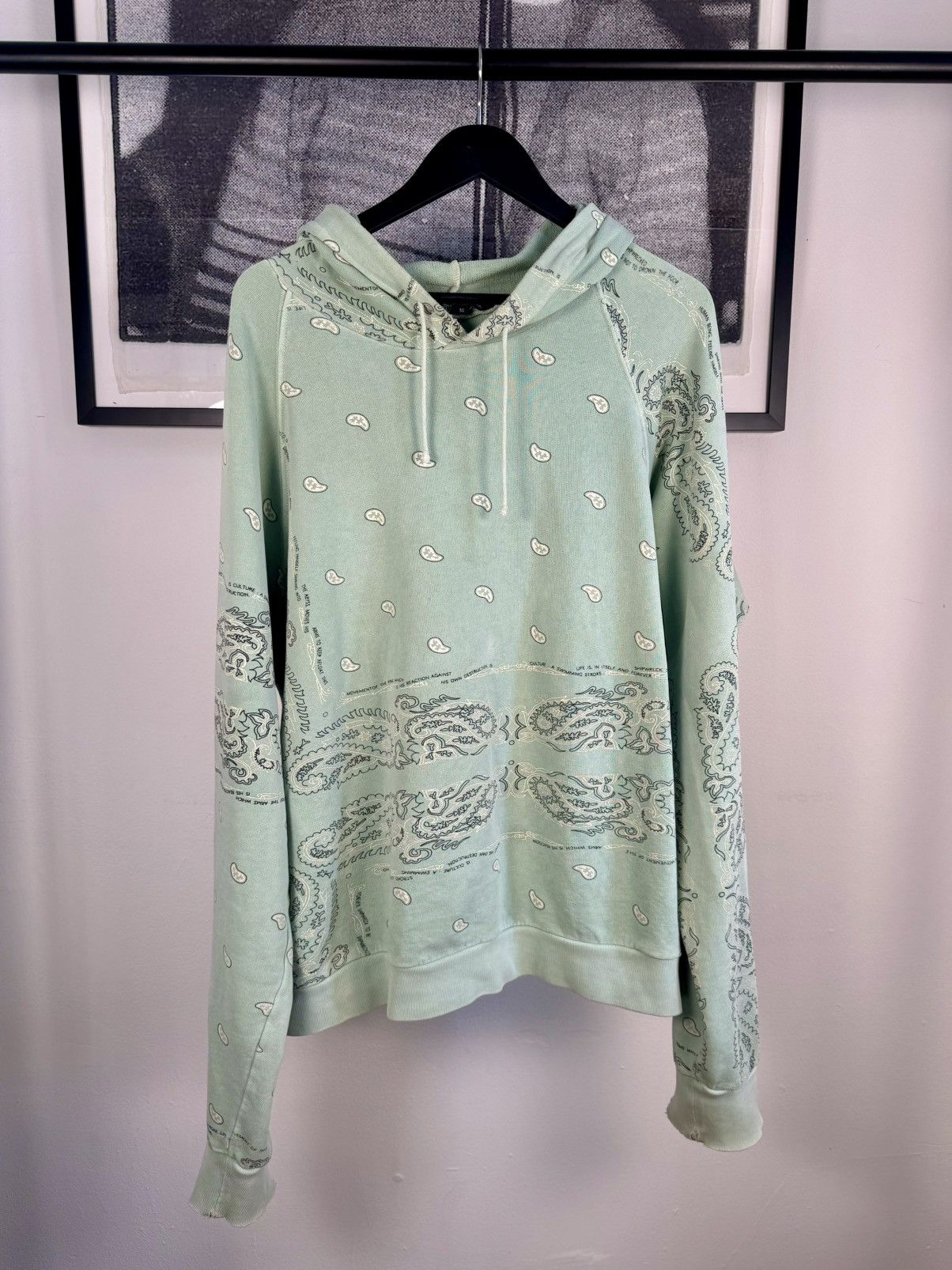 Raf Simons 🚭ARCHIVE GRAIL🚭 F/W 2004-2005 "WAVES" SEAFOAM PAISLEY HOODIE Size US XL / EU 56 / 4 - 10 Thumbnail