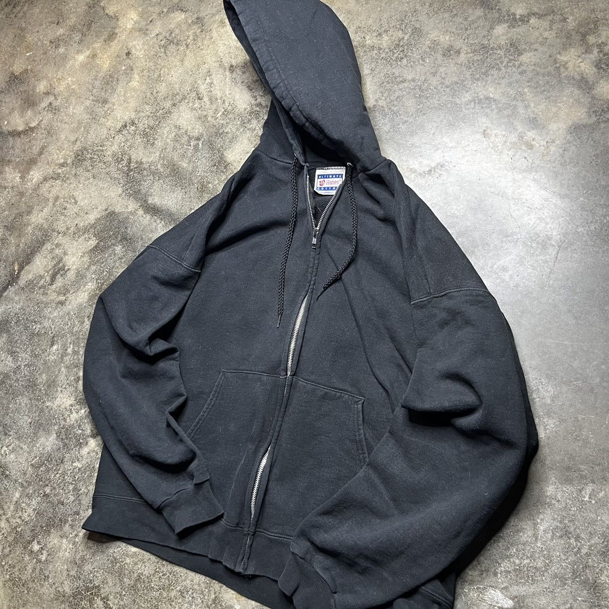 Vintage Vintage Thrashed Blank Zip Up Hoodie 90s Baggy Size US XL / EU 56 / 4 - 7 Thumbnail