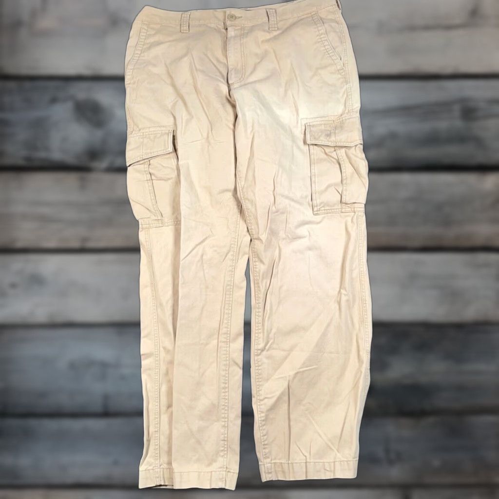 Vintage VINTAGE Baggy Loose Fit Cargo Pants Men's 39 x 32 Beige Pockets Cargo Pants Men 39x32 Regular Beige Mens Pants Regular Men Beige 90s? Size US 39 - 1 Thumbnail
