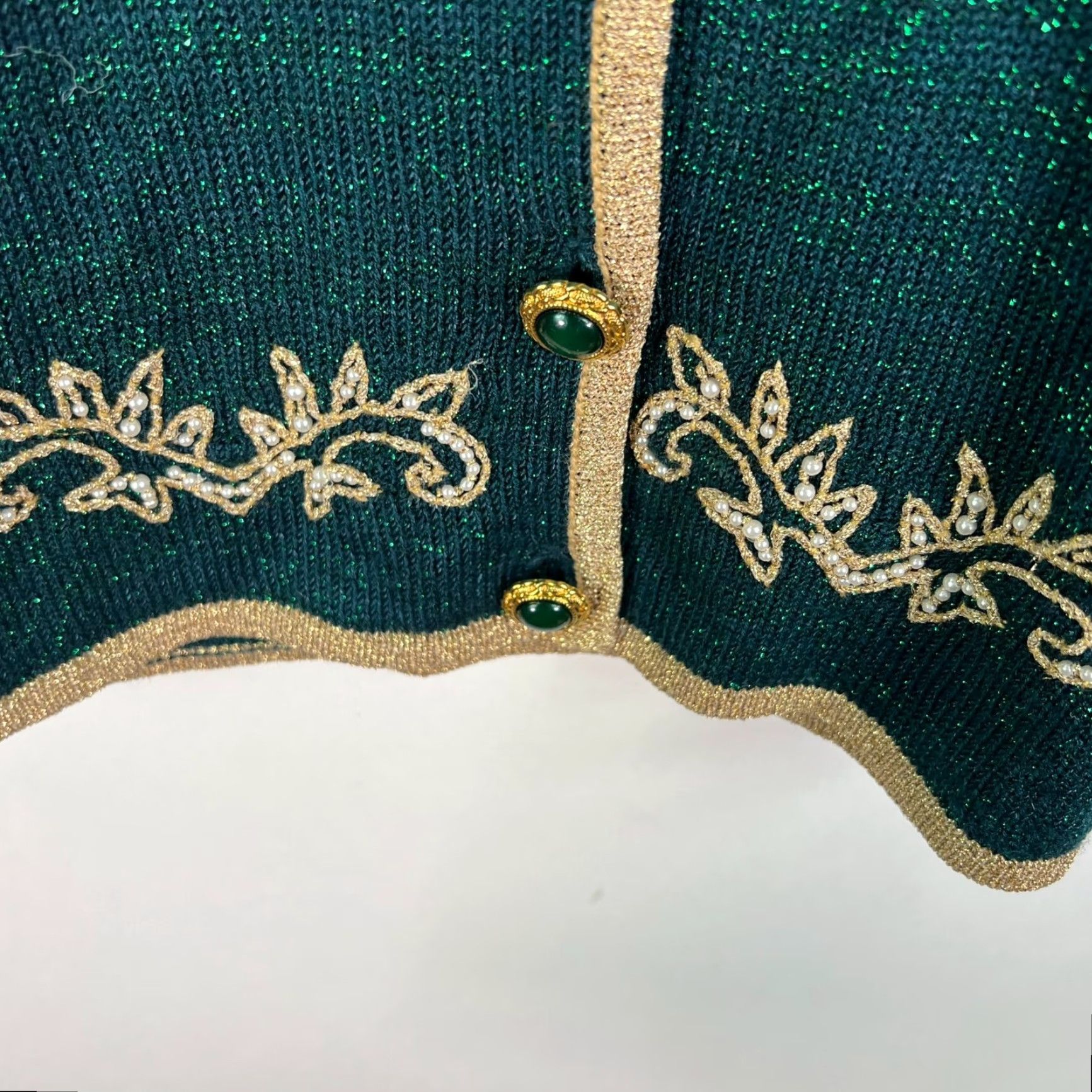 Vintage VINTAGE Smith Metallic Beaded Cardigan Sweater Womens Size L Green Casual Formal Party 80s 90s Size L / US 10 / IT 46 - 7 Thumbnail