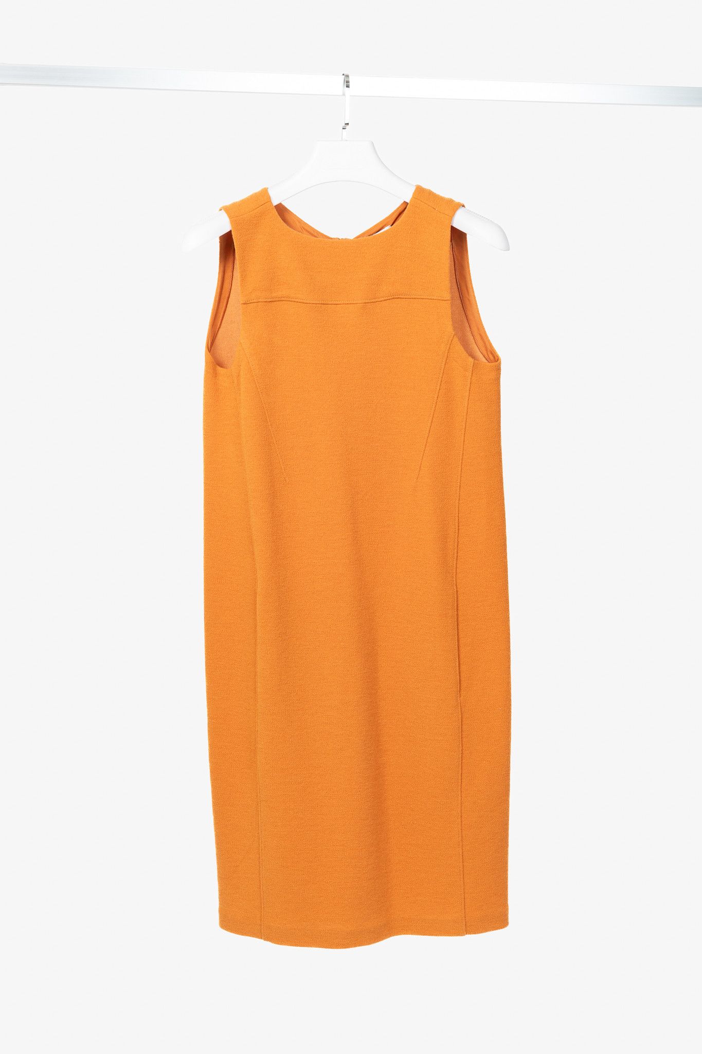 Armani Collezioni Armani Collezioni Orange Wool-Terry Sleeveless Sheath Dress Size M / US 6-8 / IT 42-44 - 1 Thumbnail