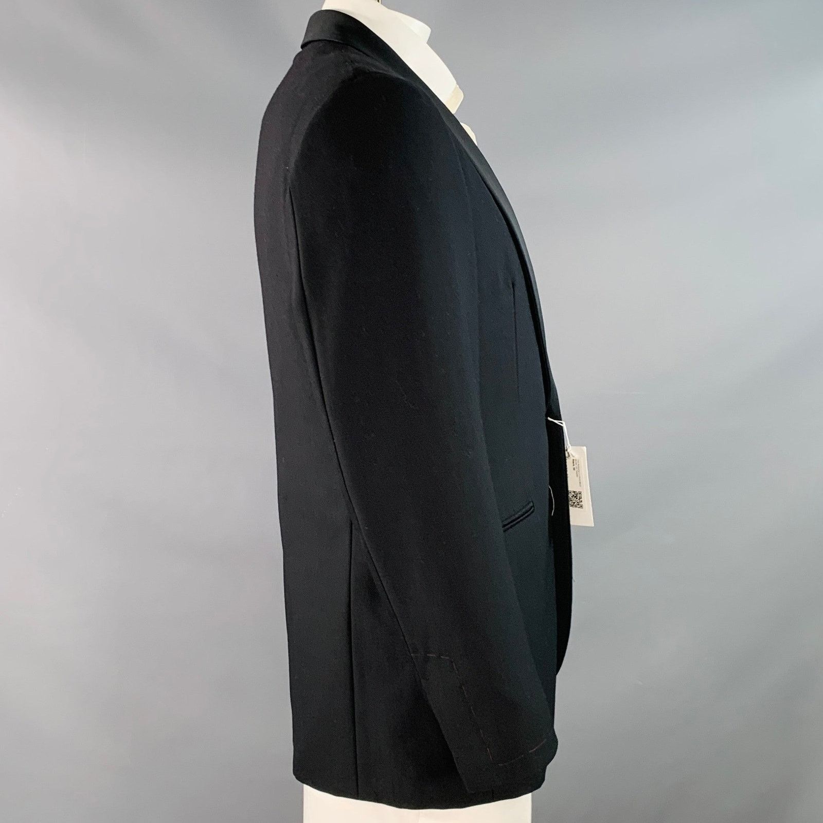 The Armoury Size 42 Black Wool Shawl Collar Single Button Sport Coat Size 42R - 3 Thumbnail