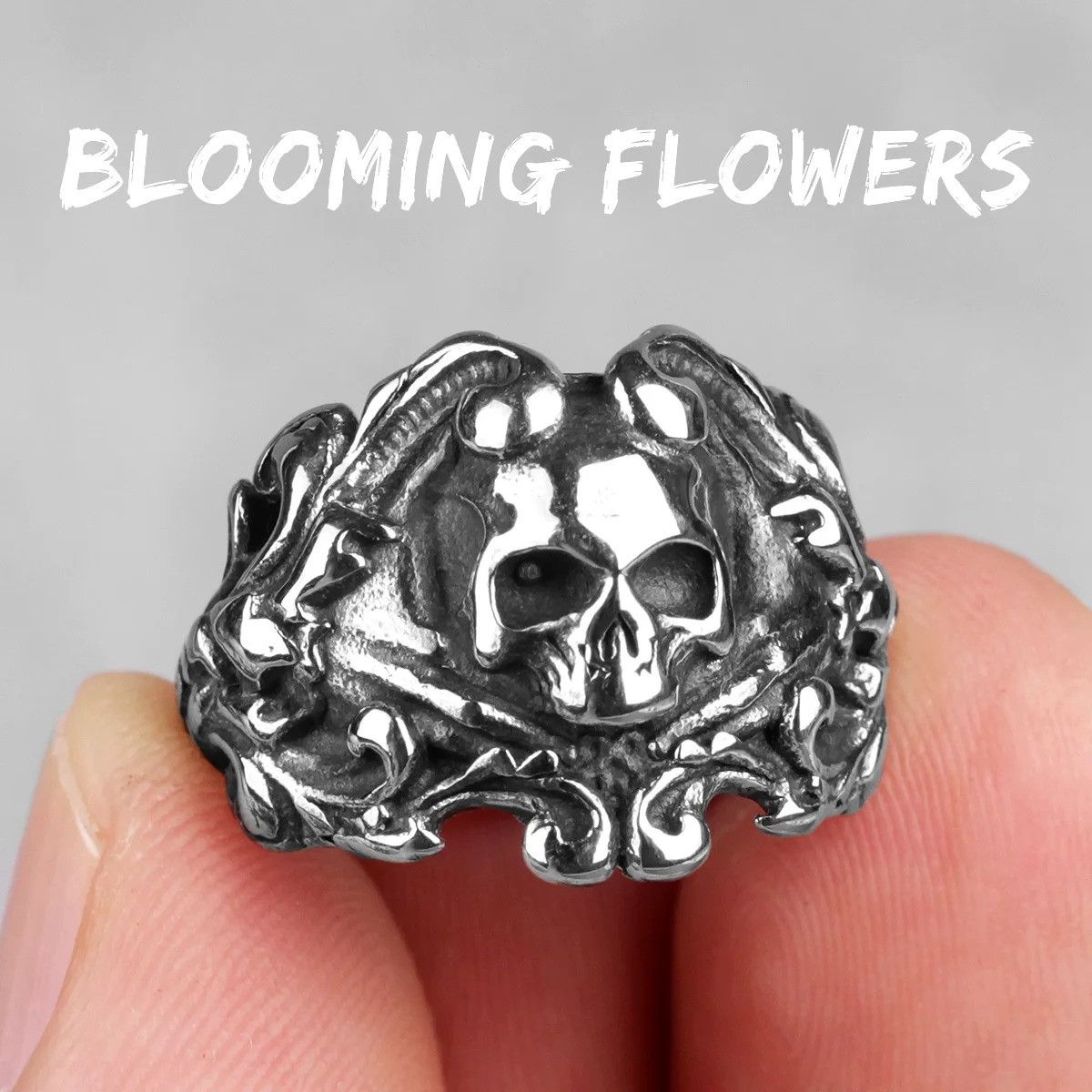 Jewelry Petal Skull Ring Streetwear Jewelry Fashion Gift Size ONE SIZE - 7 Thumbnail