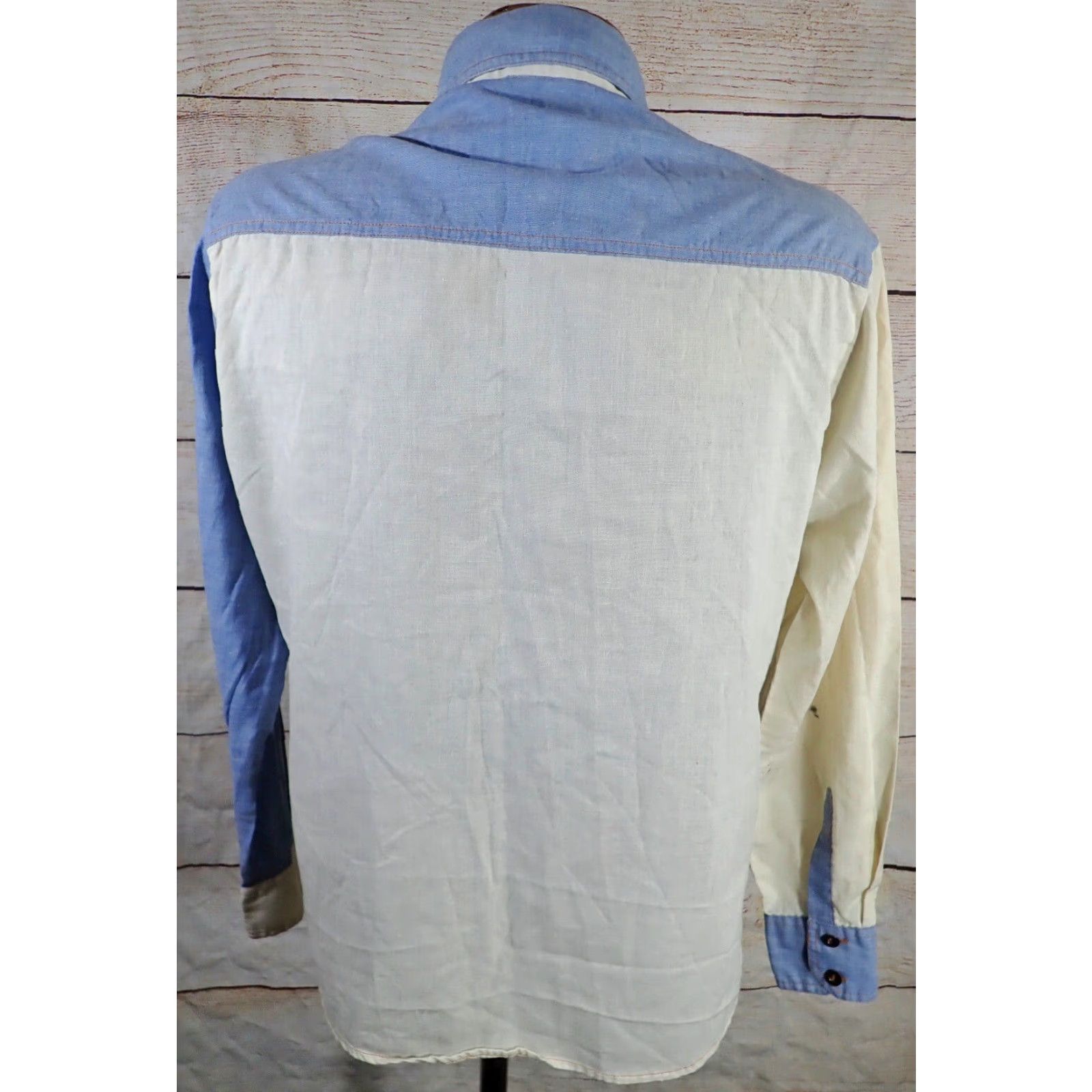 Vintage VINTAGE Alfie California Mens 2 Tone Button Shirt M Blue White Unique Dagger Collar Size US M / EU 48-50 / 2 - 4 Thumbnail