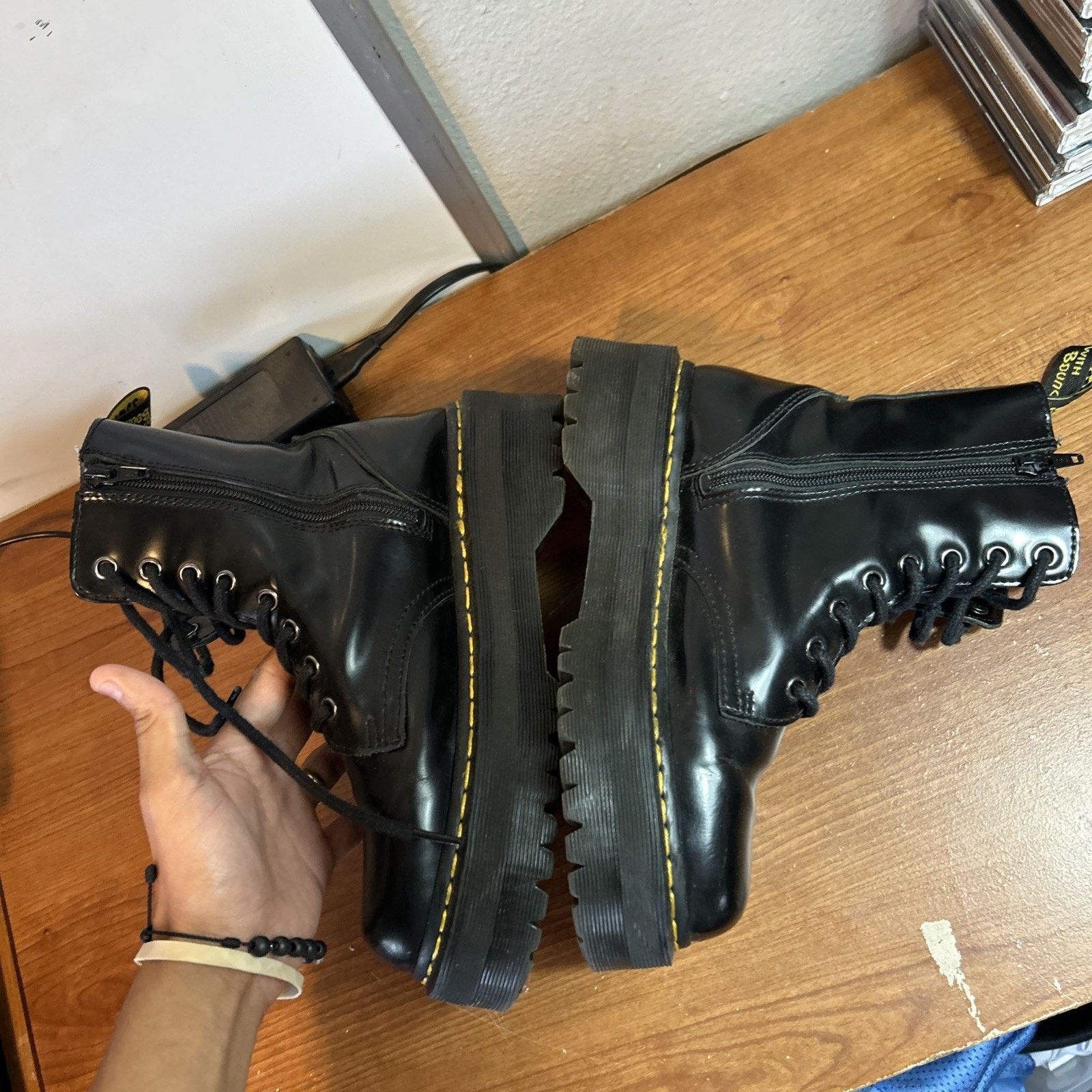 Dr. Martens Dr. Martens Men's Combat Boots Black Patent Leather Mens 7 Size US 7 / EU 40 - 8 Thumbnail