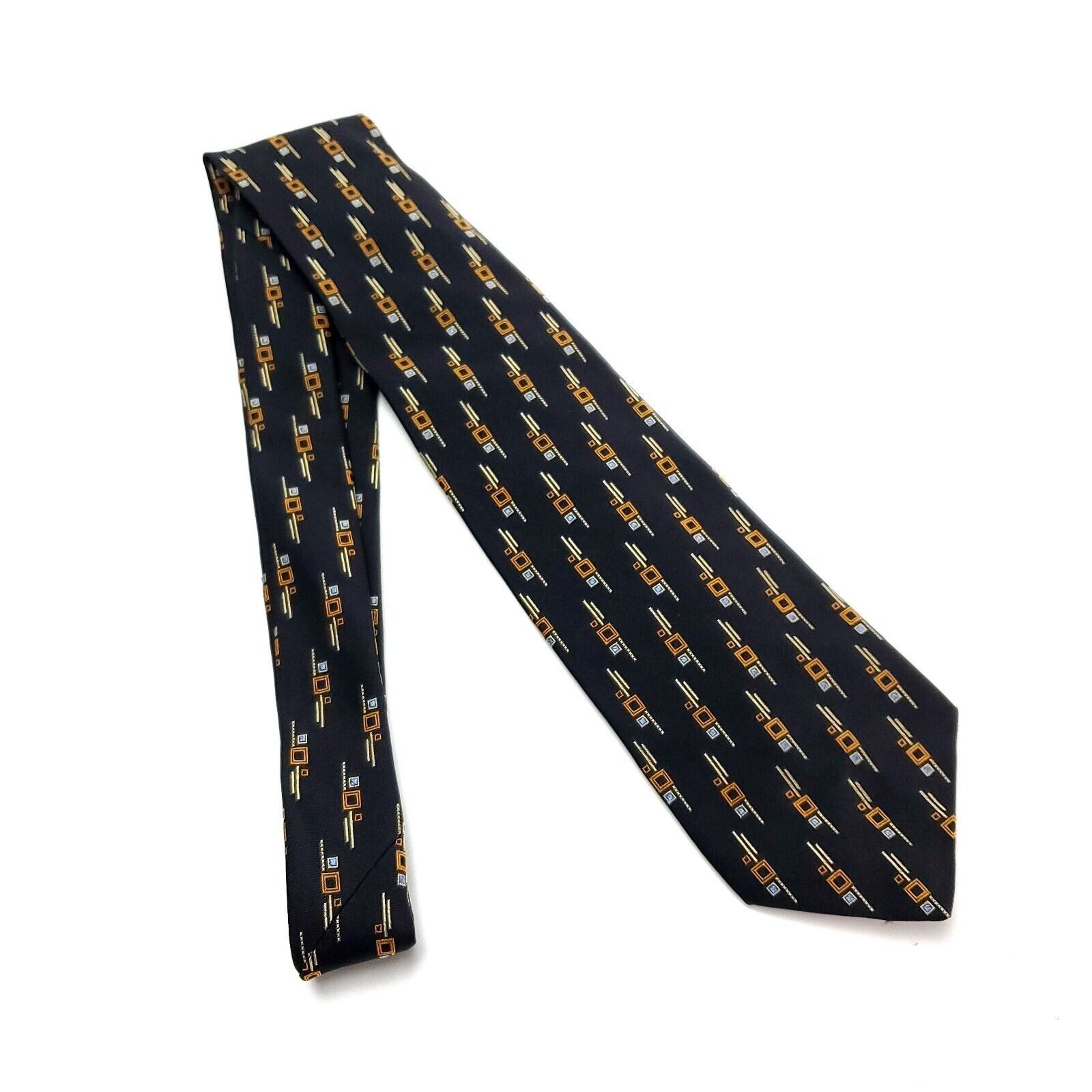 Robert Talbott Robert Talbott Silk Tie Woven Charcoal Brown Wide Geometric Size ONE SIZE - 6 Thumbnail
