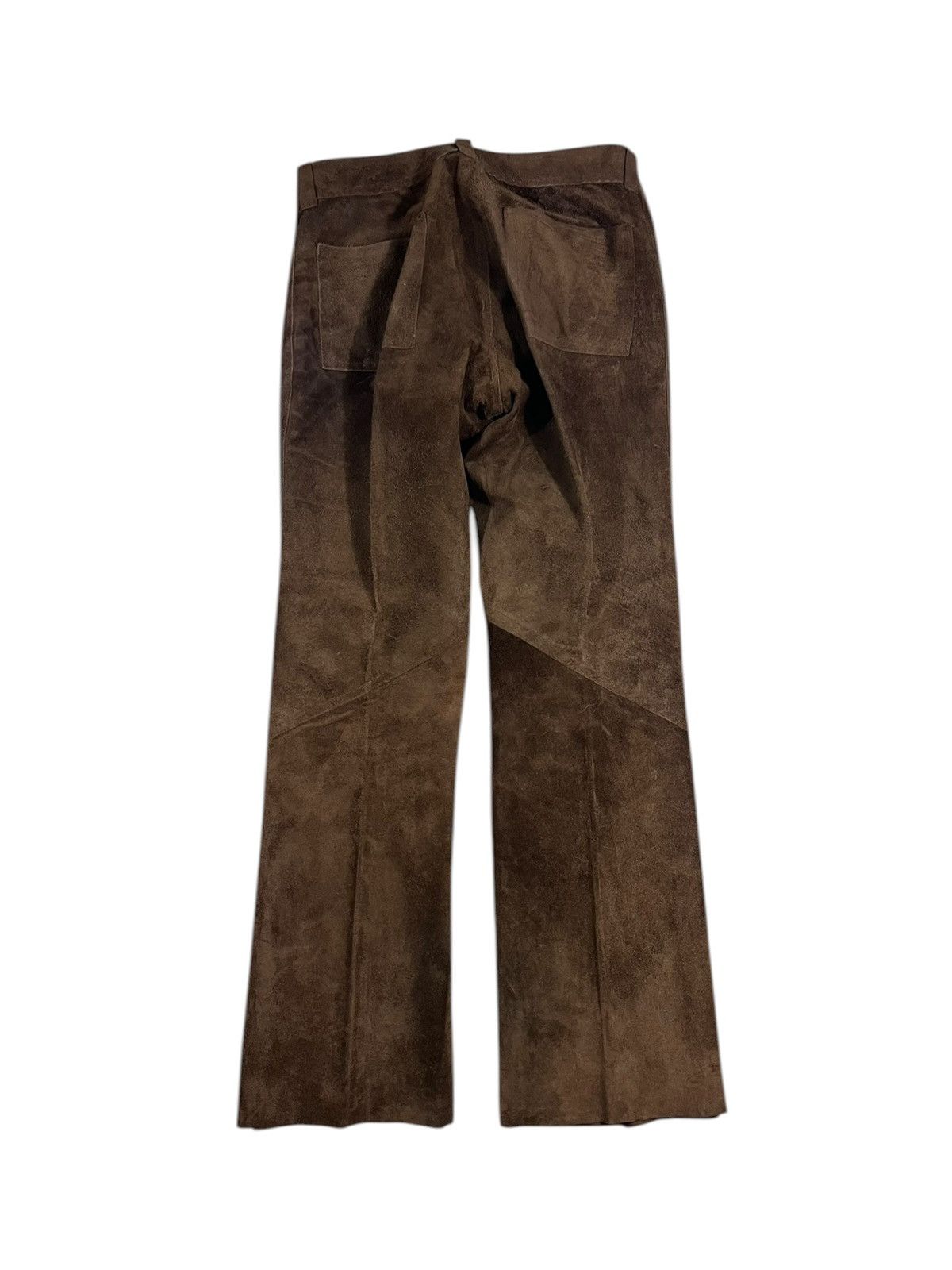 Vintage Vintage 70s Brown Suede Leather Bootcut Pants 33x32 Size US 30 / EU 46 - 2 Thumbnail