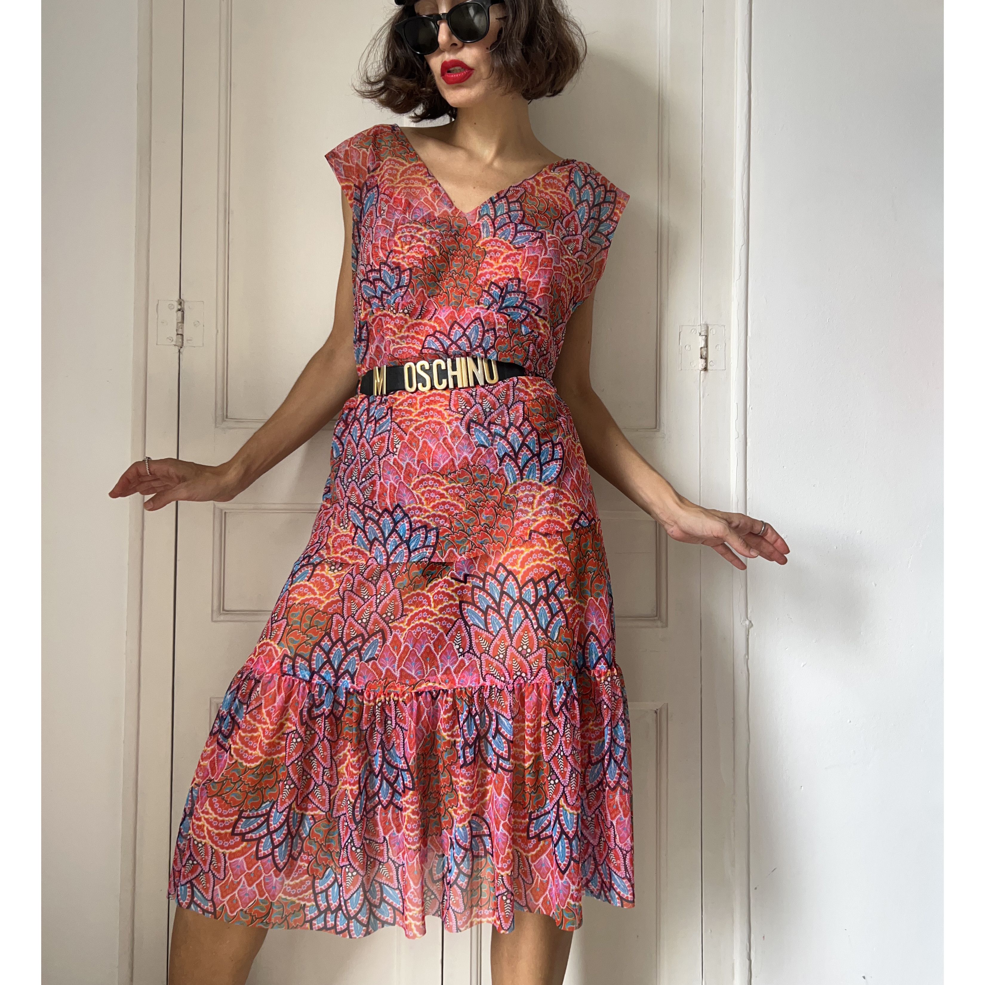 Vintage Vintage Mesh Print Dress Set Size XL / US 12-14 / IT 48-50 - 2 Thumbnail
