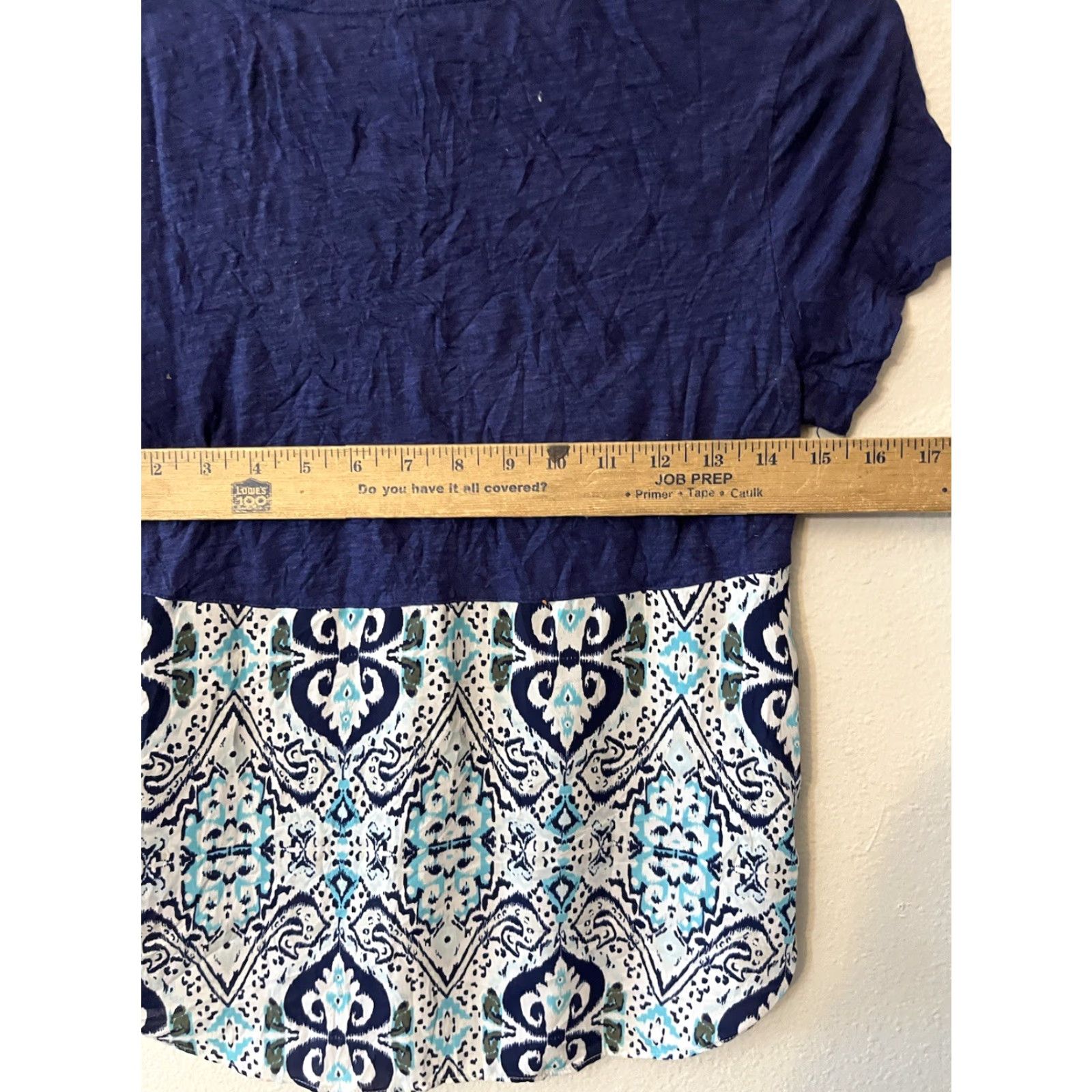 Express VINTAGE Express Womens Top Blouse XS Short Sleeve Cotton Pattern Relaxed Fit Blue Hi Lo Hem Summer Womens Size XS / US 0-2 / IT 36-38 - 5 Thumbnail