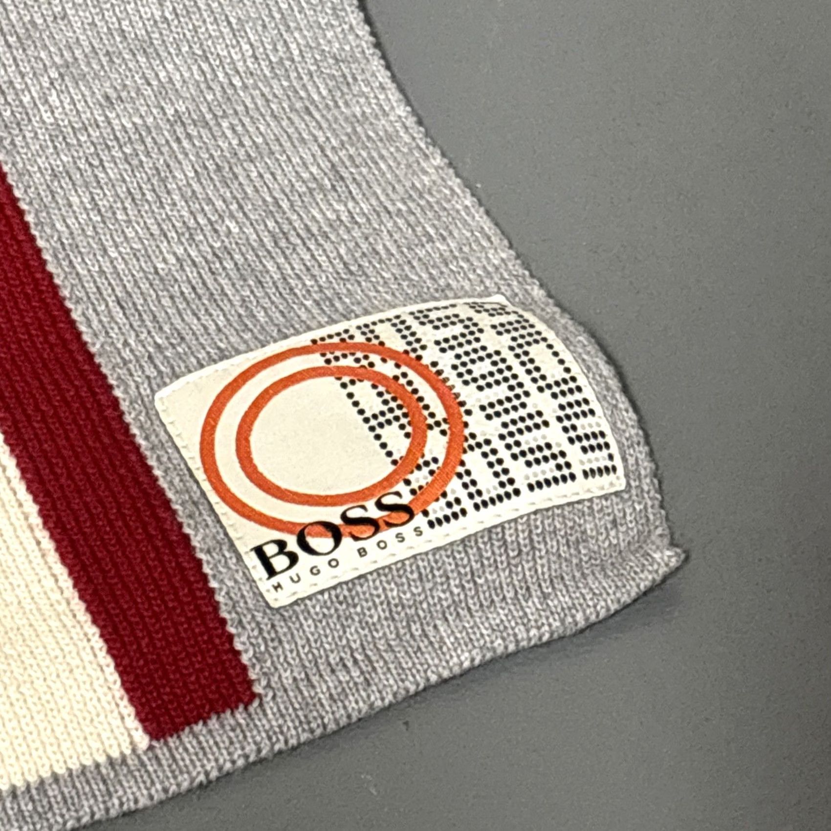 Hugo Boss VINTAGE Boss Hugo Boss Scarf Wool Blend Striped Gray Red White Mens Size ONE SIZE - 2 Thumbnail