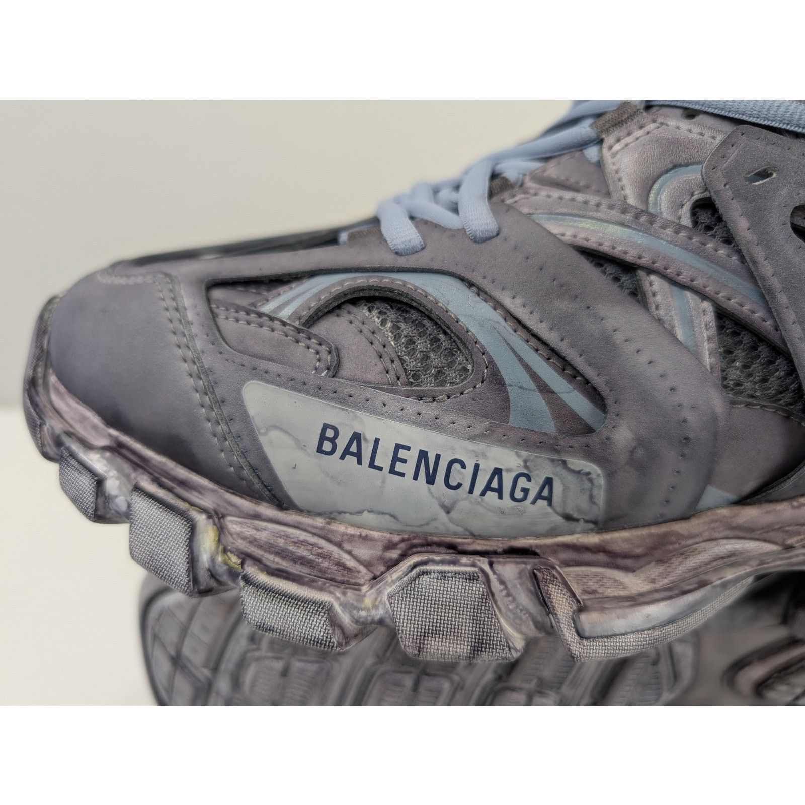 Balenciaga o1rshd1 Faded Mesh Rubber Track Sneakers in Multicolor Size US 12 / EU 45 - 14 Thumbnail