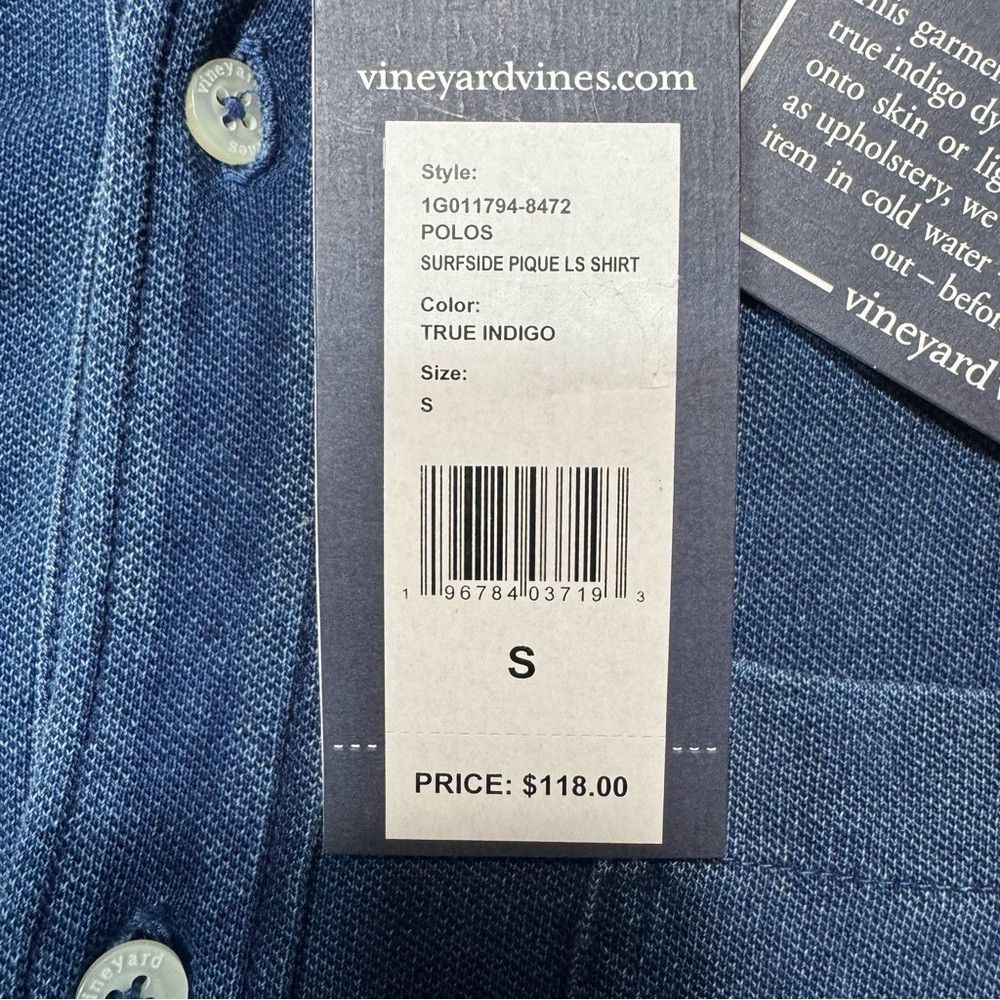 Vineyard Vines NWT New $118 Vineyard Vines Surfside Pique Long Sleeve Blue Size US S / EU 44-46 / 1 - 7 Thumbnail