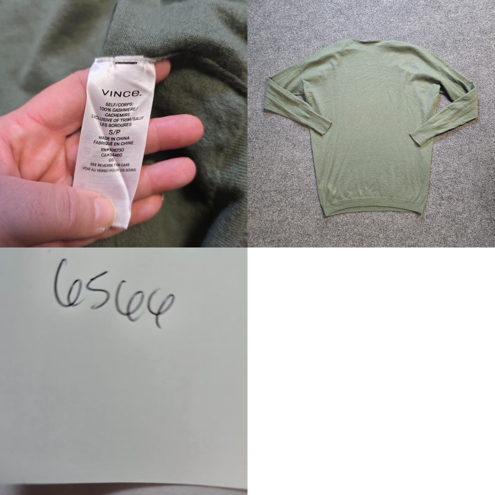 Vince Vince Sweater Womens Size Small Green Cashmere Long Sleeve Oversized Pullover Casual Knit Twill? Size S / US 4 / IT 40 - 8 Thumbnail
