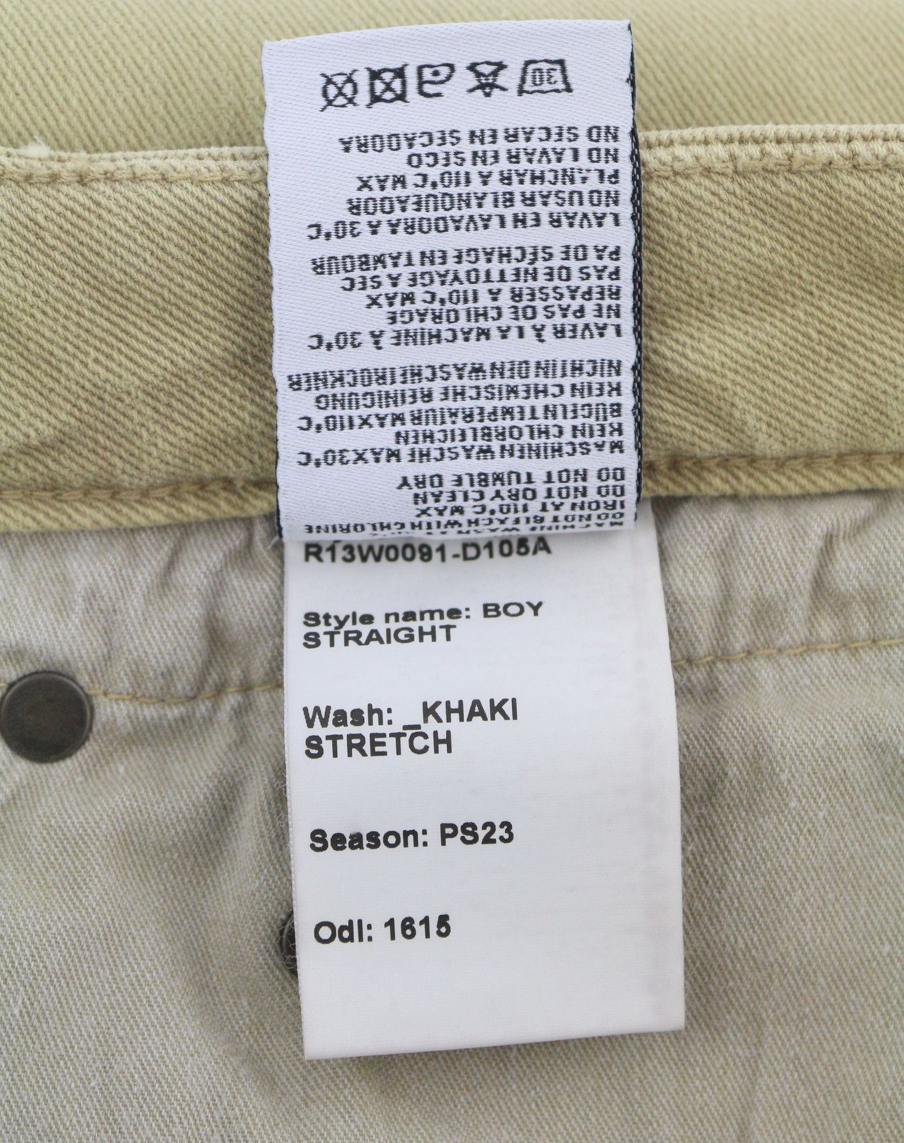 R13 BOY STRAIGHT 29 Khaki Stretch Washed Ankle Casual 86289 Size 29" - 10 Thumbnail