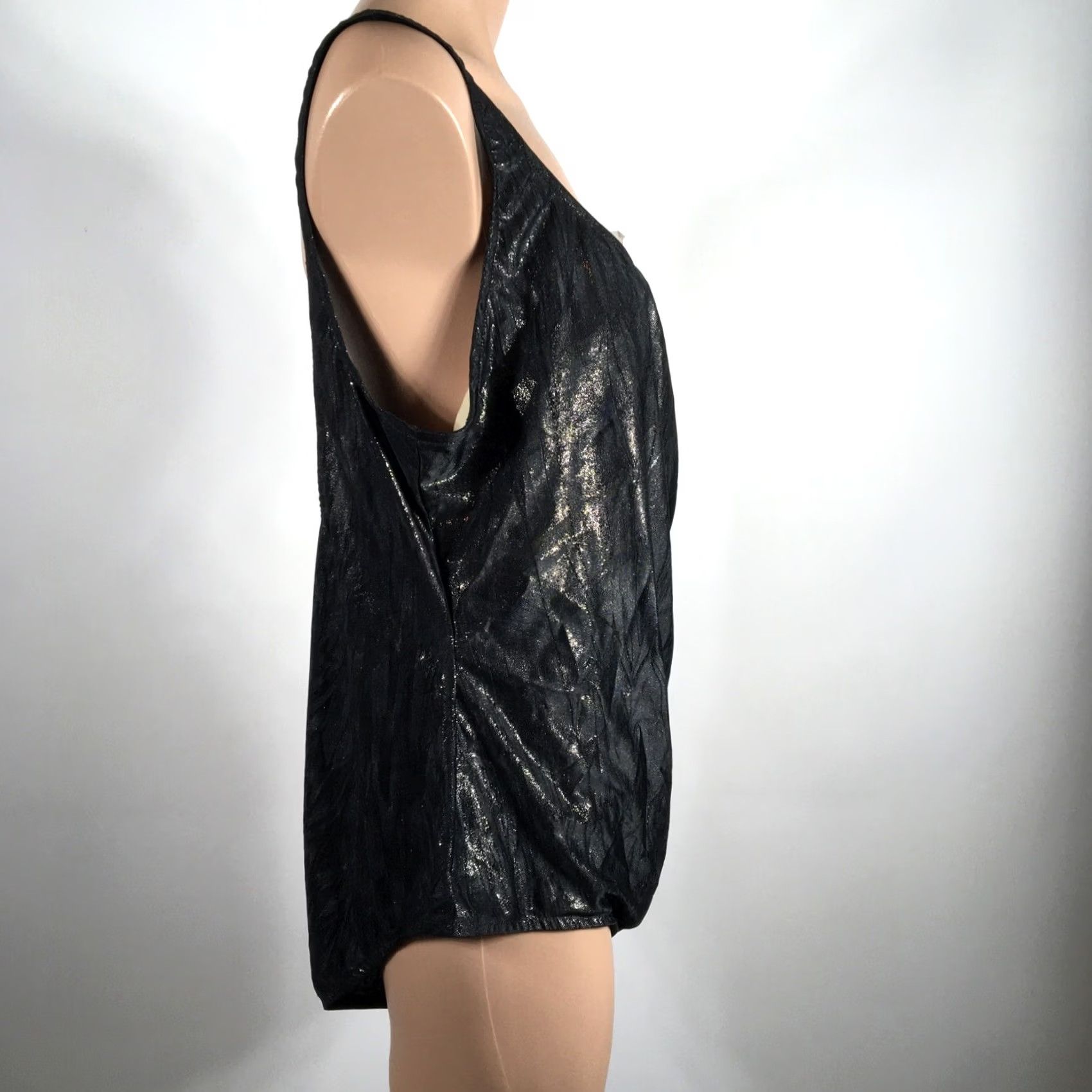 Vintage VINTAGE Cruz One Piece Swimsuit Adult Women 18W Black Glitter 80s Plus Nylon Lycra Slimming NWT Size ONE SIZE - 3 Thumbnail