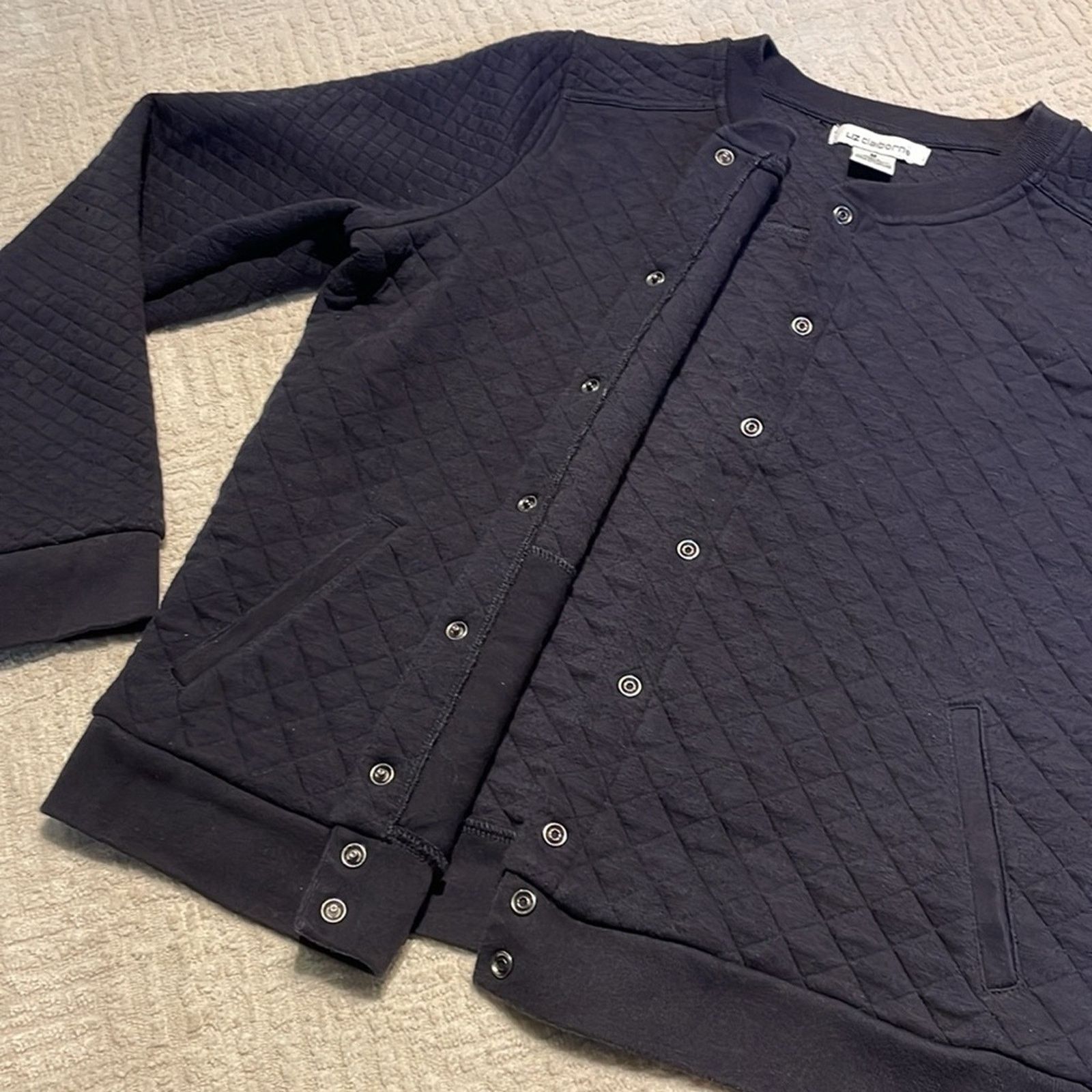 Liz Claiborne Liz Claiborne W’s M Quilted Snap Jacket / cardigan Navy blue Size M / US 6-8 / IT 42-44 - 3 Thumbnail