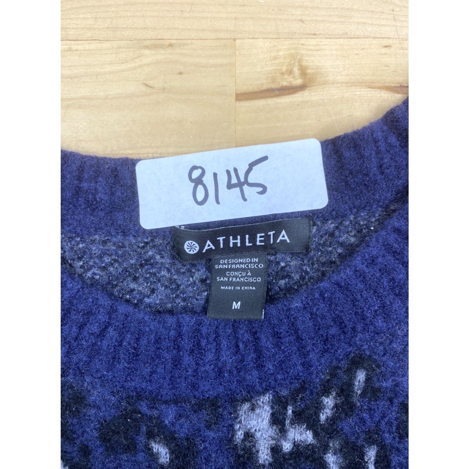 Athleta Athleta Womens Sweater M Blue Pattern Merino Wool Blend Casual Pullover #8145 Size M / US 6-8 / IT 42-44 - 3 Thumbnail