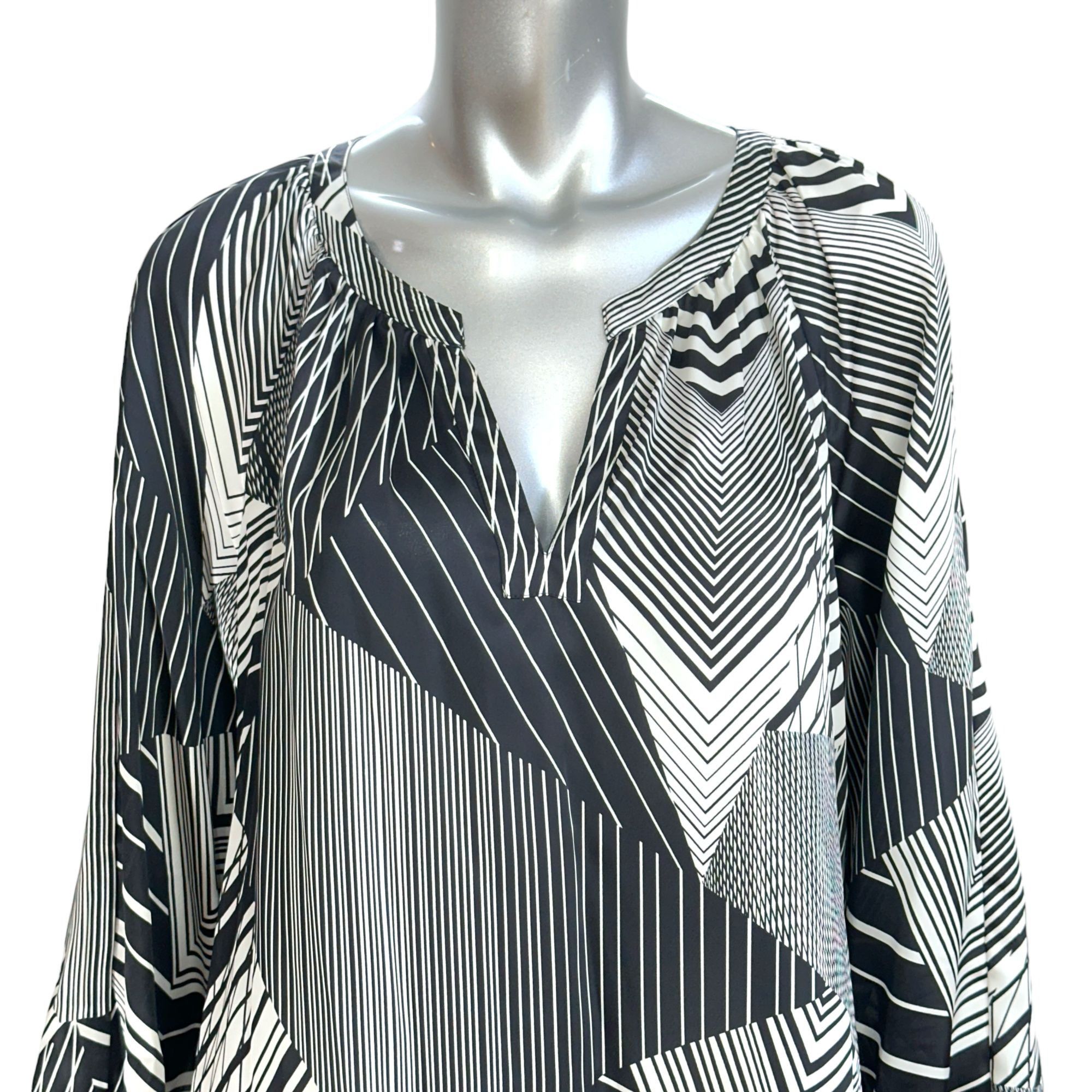 Kasper Kasper Women's Black & White Geometric Print Long Sleeve Pul Size XL / US 12-14 / IT 48-50 - 4 Thumbnail