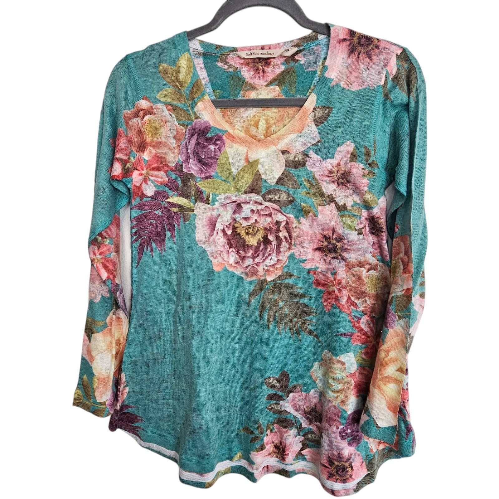 Soft Surroundings Soft Surroundings Womens Floral Sweater PXS Coastal Grandma Size XS / US 0-2 / IT 36-38 - 1 Thumbnail