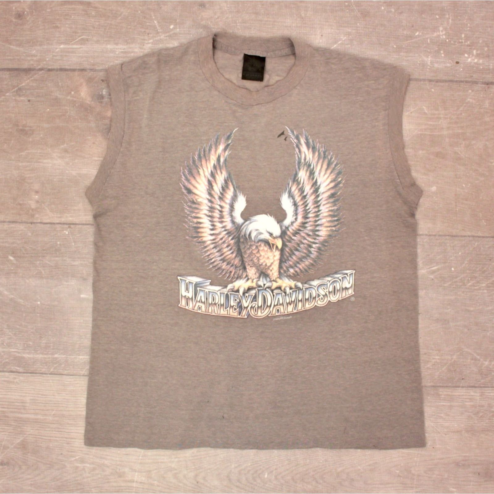 Harley Davidson VTG 80s Harley Davidson 3D Emblem Eagle TShirt Sleeveless Sz L Grey Mens Graphic Tee 1980s Vintage Harley Davidson Shirt Size US L / EU 52-54 / 3 - 2 Thumbnail