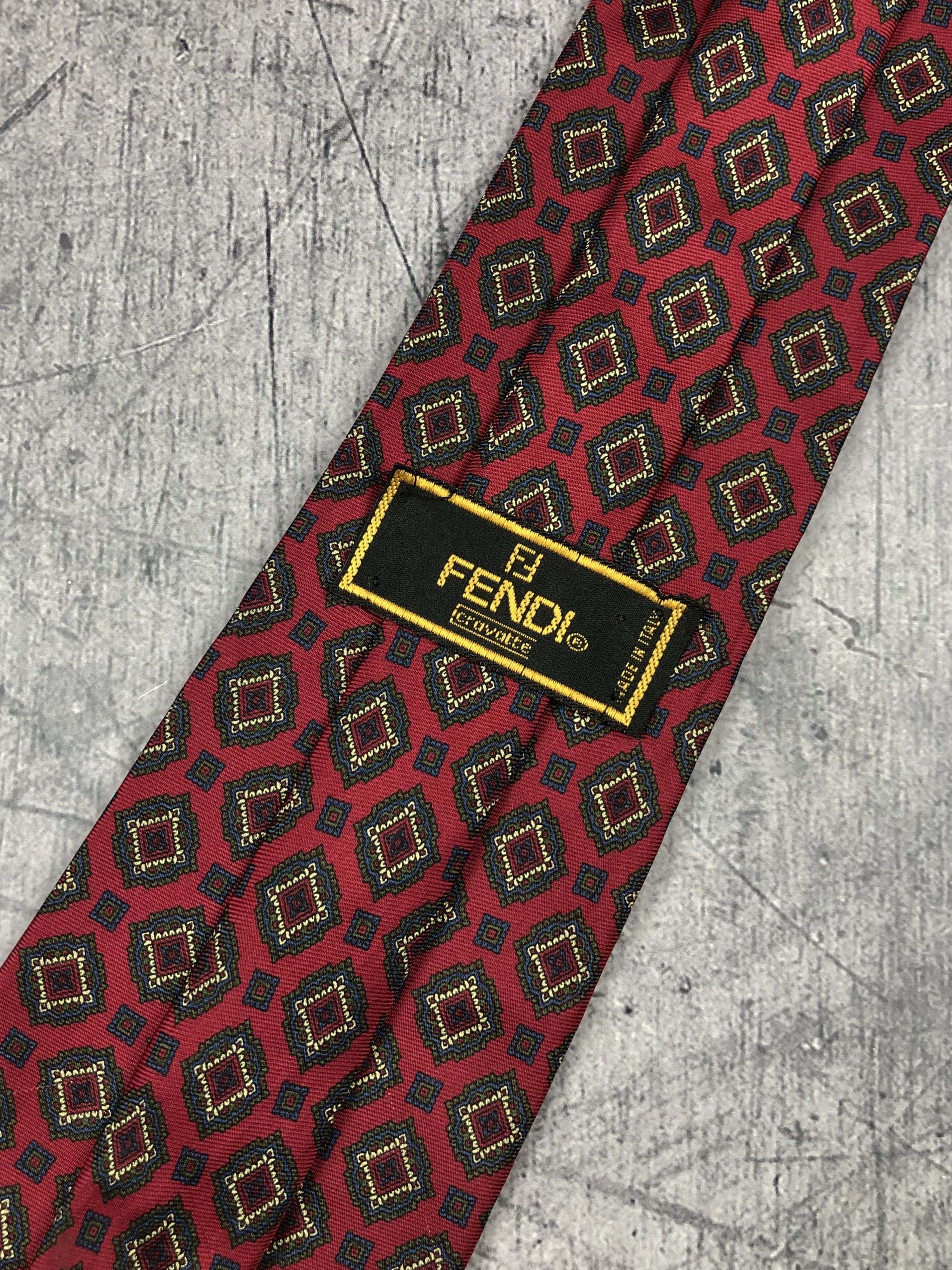 Vintage Fendi Cravatte Black & outlets White LOGO 100% SILK Tie Made in Italy.