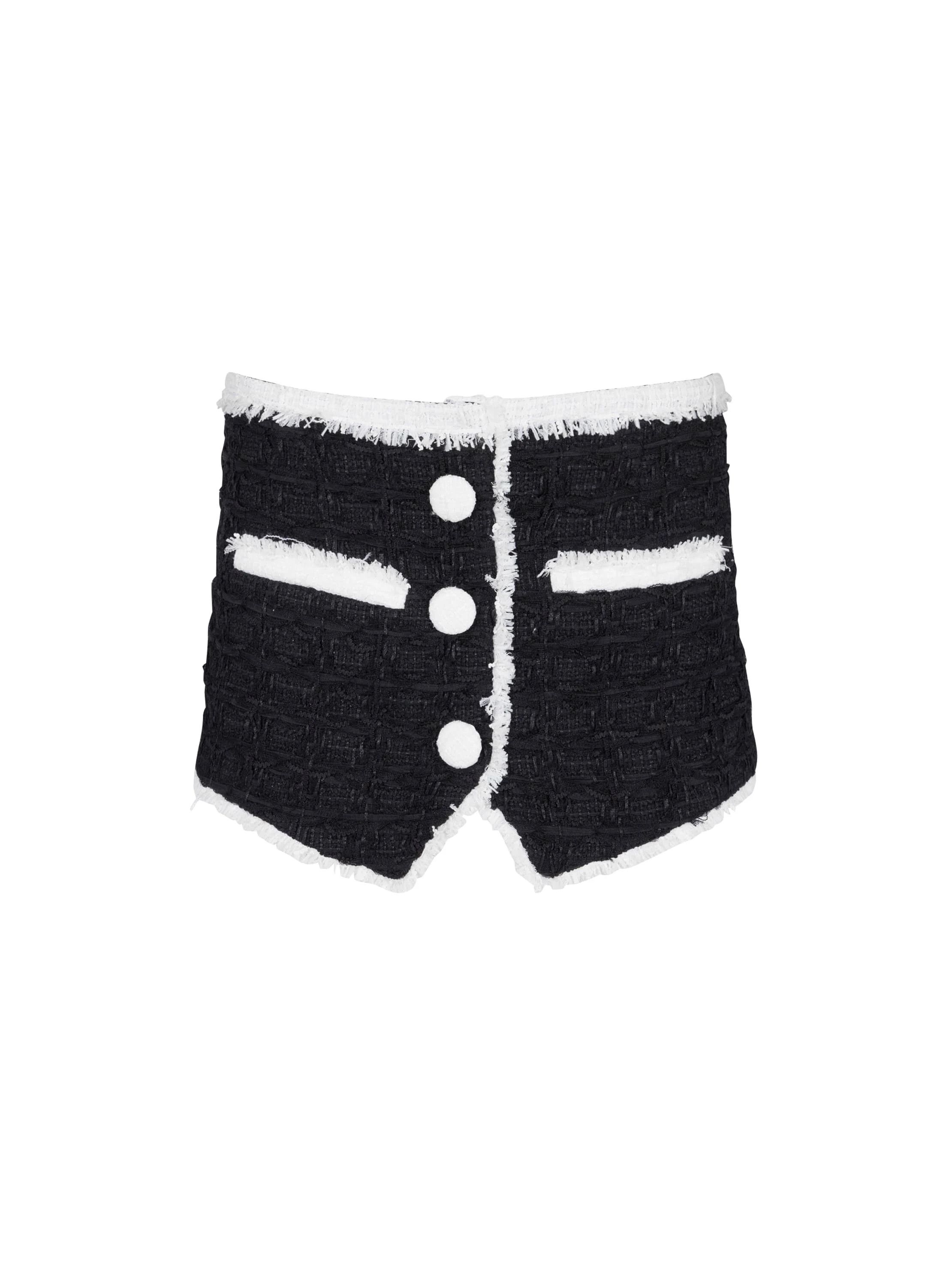 image of Balmain O1Srvl11E0524 Tweed Mini Skirt In Black, Women's (Size 34)