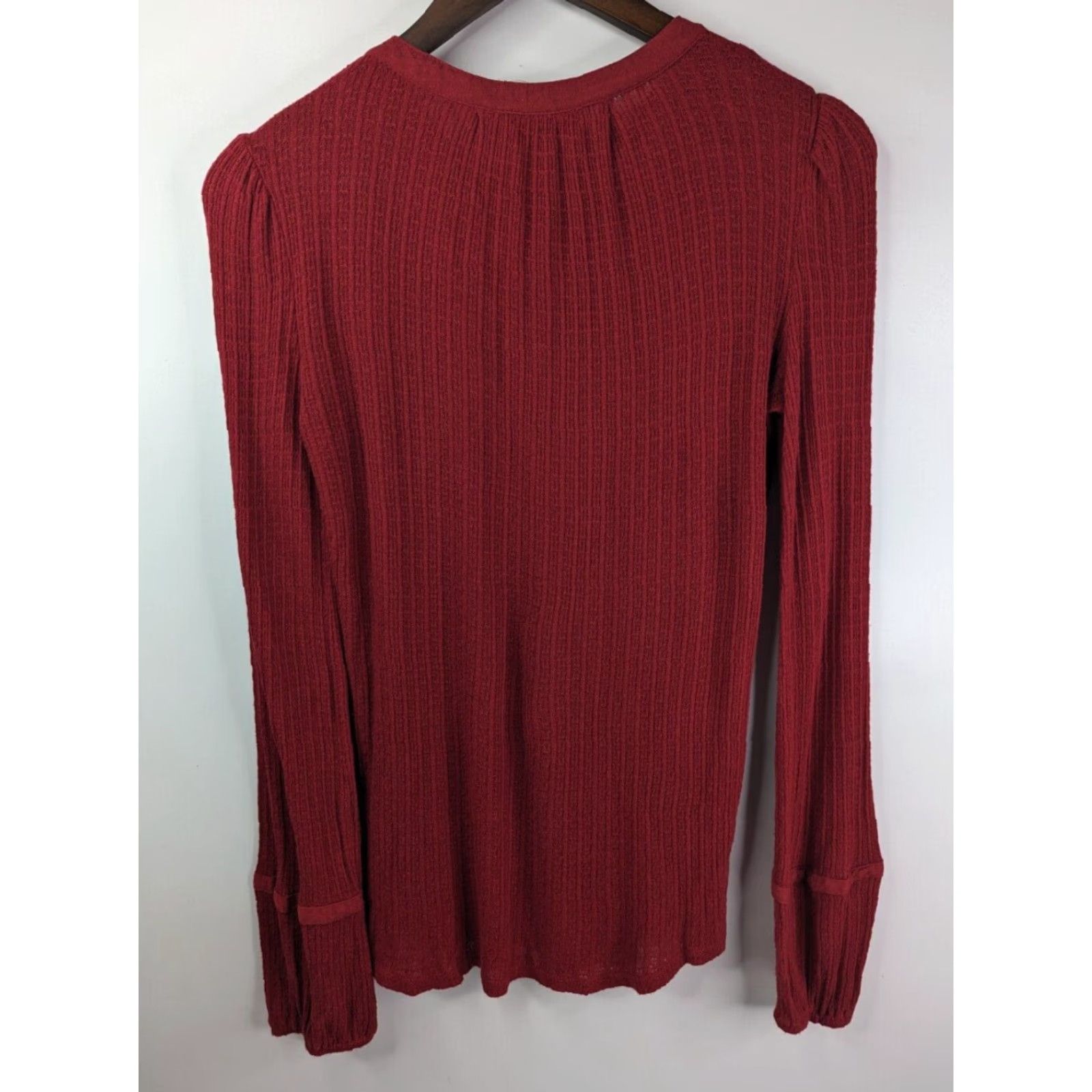 Lucky Brand Lucky Brand Blouse Womens Small Red Drop Needle Peasant V-Neck Long Sleeve Balloon Sleeve Floral Top 7W64388 XS? Size S / US 4 / IT 40 - 4 Thumbnail