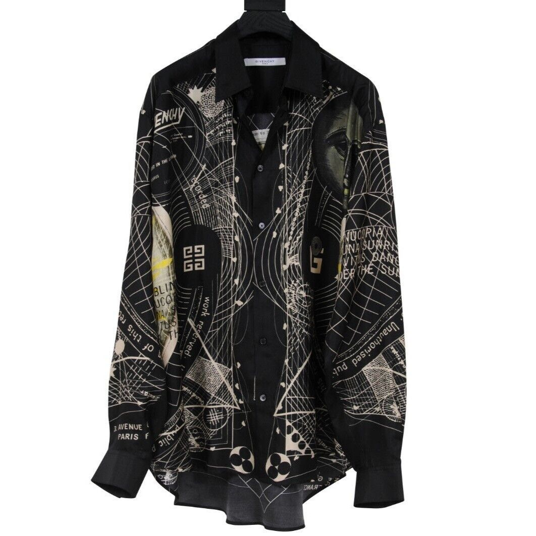 Givenchy Givenchy Mens Icarus Sun Button Down Shirt 41 / 16 Black Yel Size US M / EU 48-50 / 2 - 1 Thumbnail