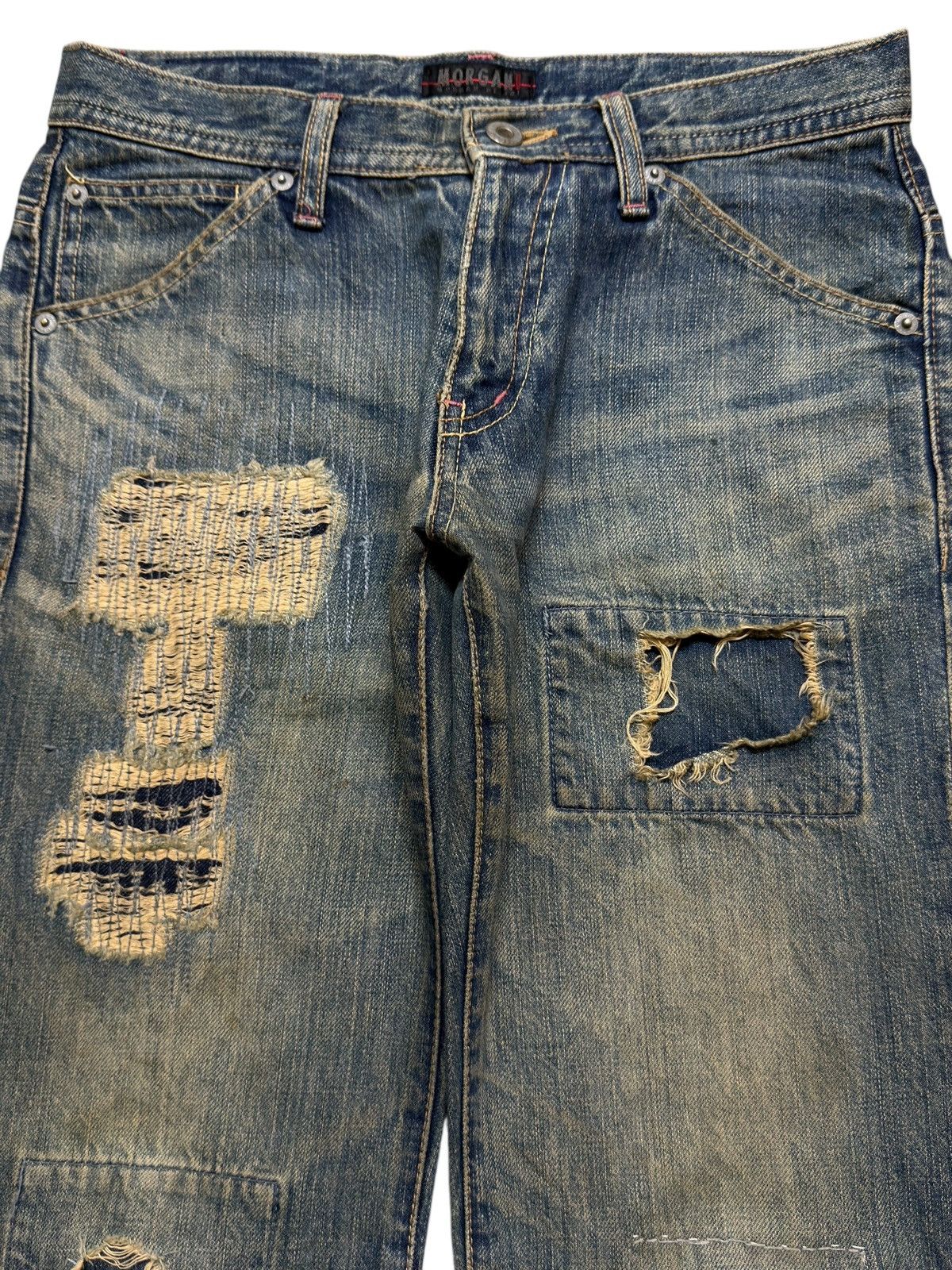 Morgan Homme Vintage Japan Morgan Homee Sashiko Boro Distressed Wide Leg Size US 29 - 3 Thumbnail