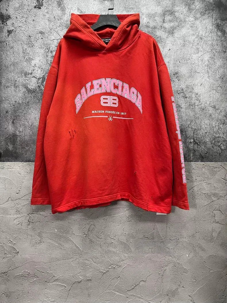 Balenciaga Balenciaga Distressed Scissor Hooded Sweatshirt Size US L / EU 52-54 / 3 - 1 Thumbnail