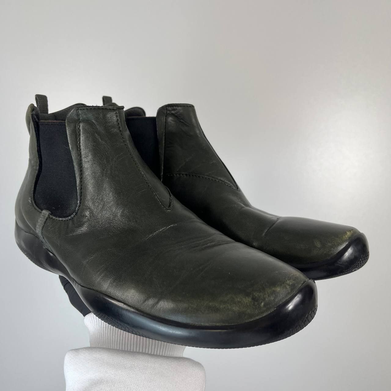 PRADA Men’s Leather Chelsea Boots Green EU 43 / US 9.5