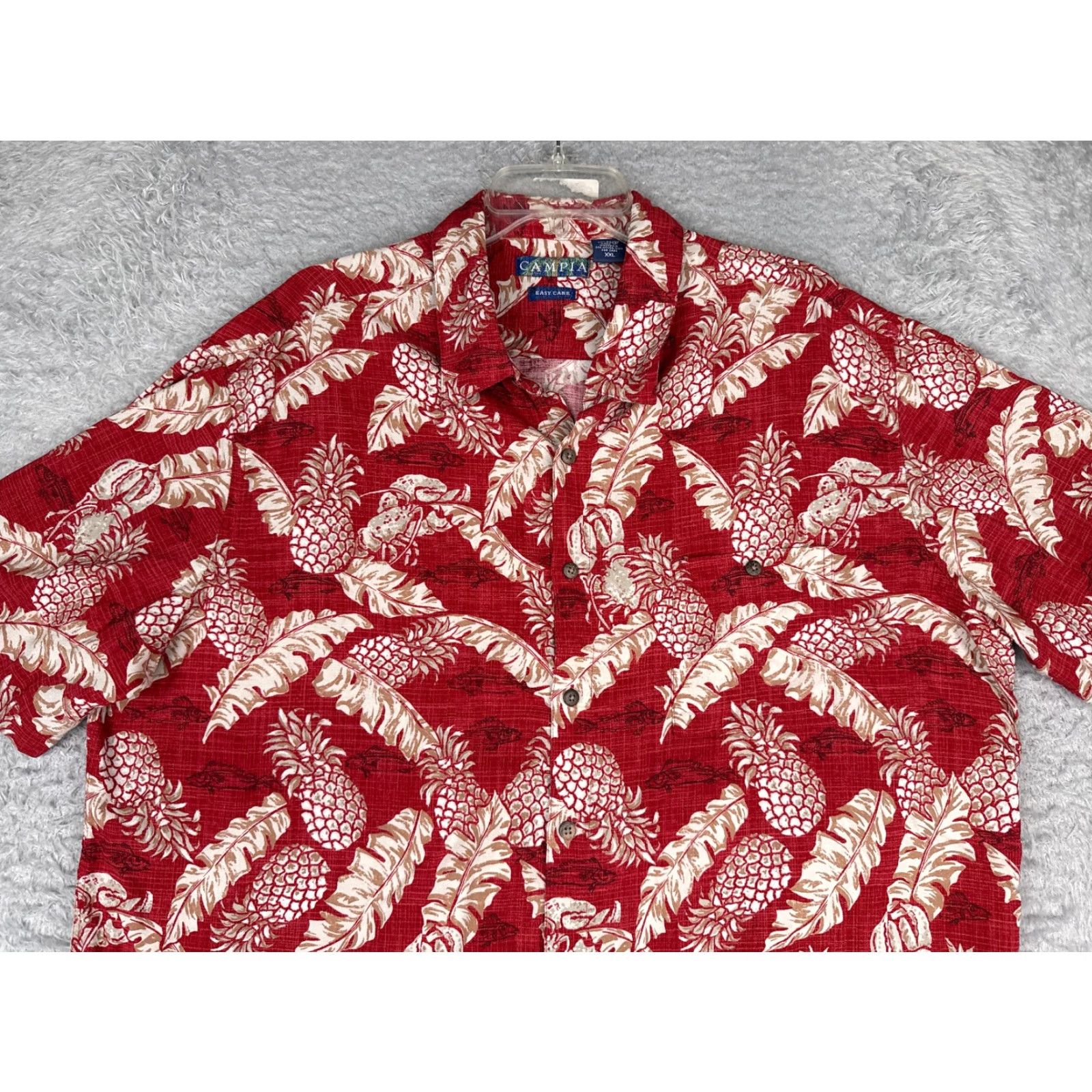 Vintage VINTAGE Campia Moda Shirt Men 2XL Red Floral Pineapple 100% Rayon Hawaiian Wood Button Up Size US XXL / EU 58 / 5 - 4 Thumbnail
