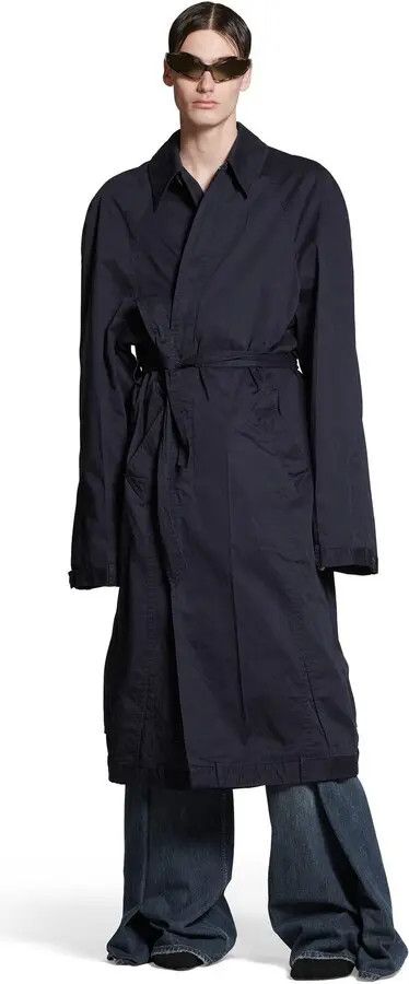 Balenciaga o1mt1gz1224 Deconstructed Carcoat in Navy Blue Size US XS / EU 42 / 0 - 3 Thumbnail