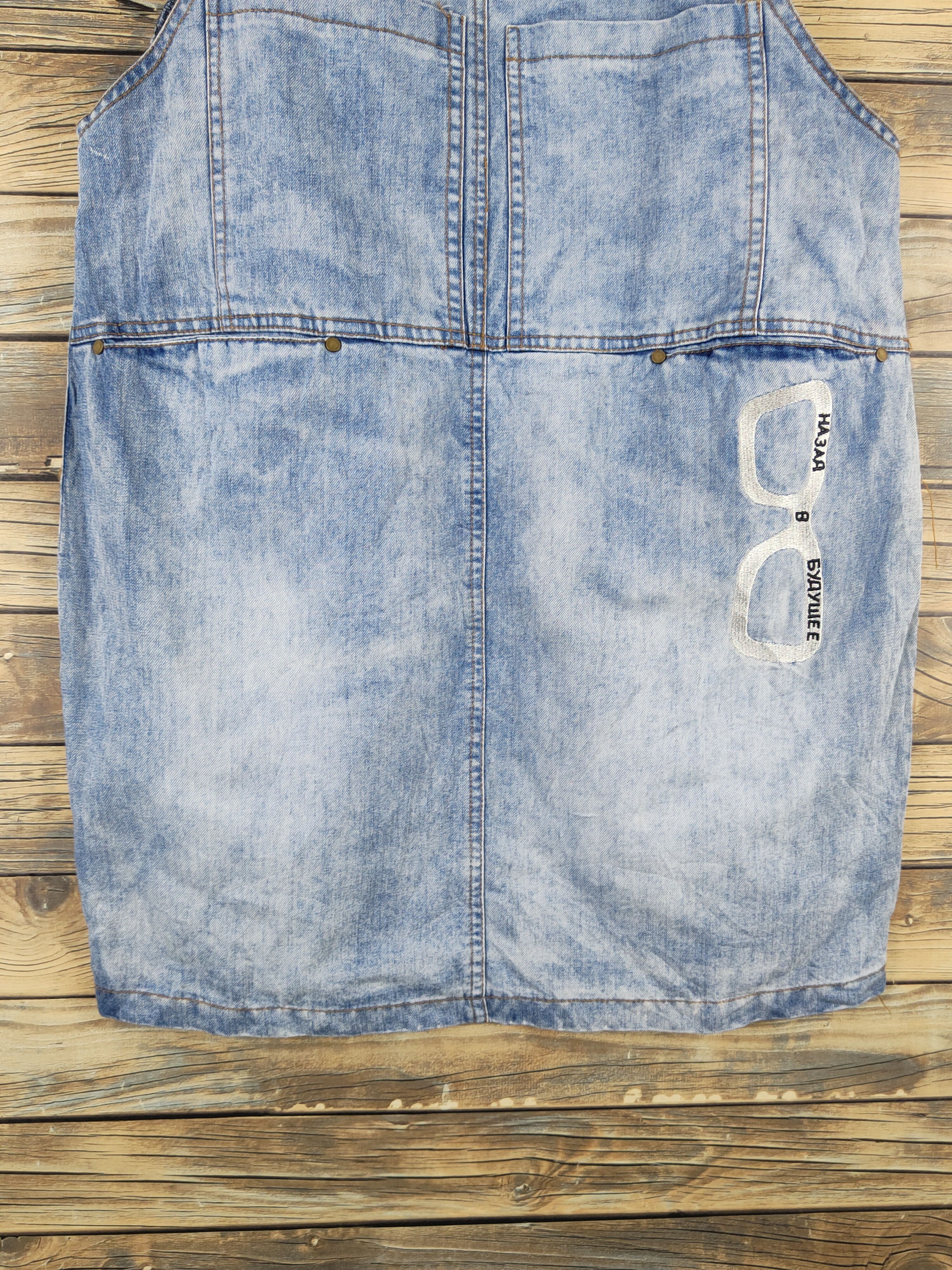 Vintage K Blue Adjustable Strap Denim Skirt Jumpsuits Size 36" / US 14 / IT 50 - 5 Thumbnail