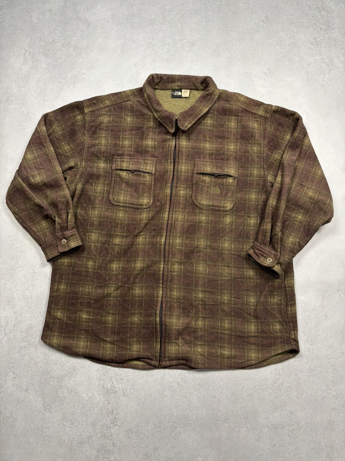 The North Face VTG 90s The North Face Plaid Fleece Lined Zip Up Overshirt Size US XXL / EU 58 / 5 - 1 Thumbnail