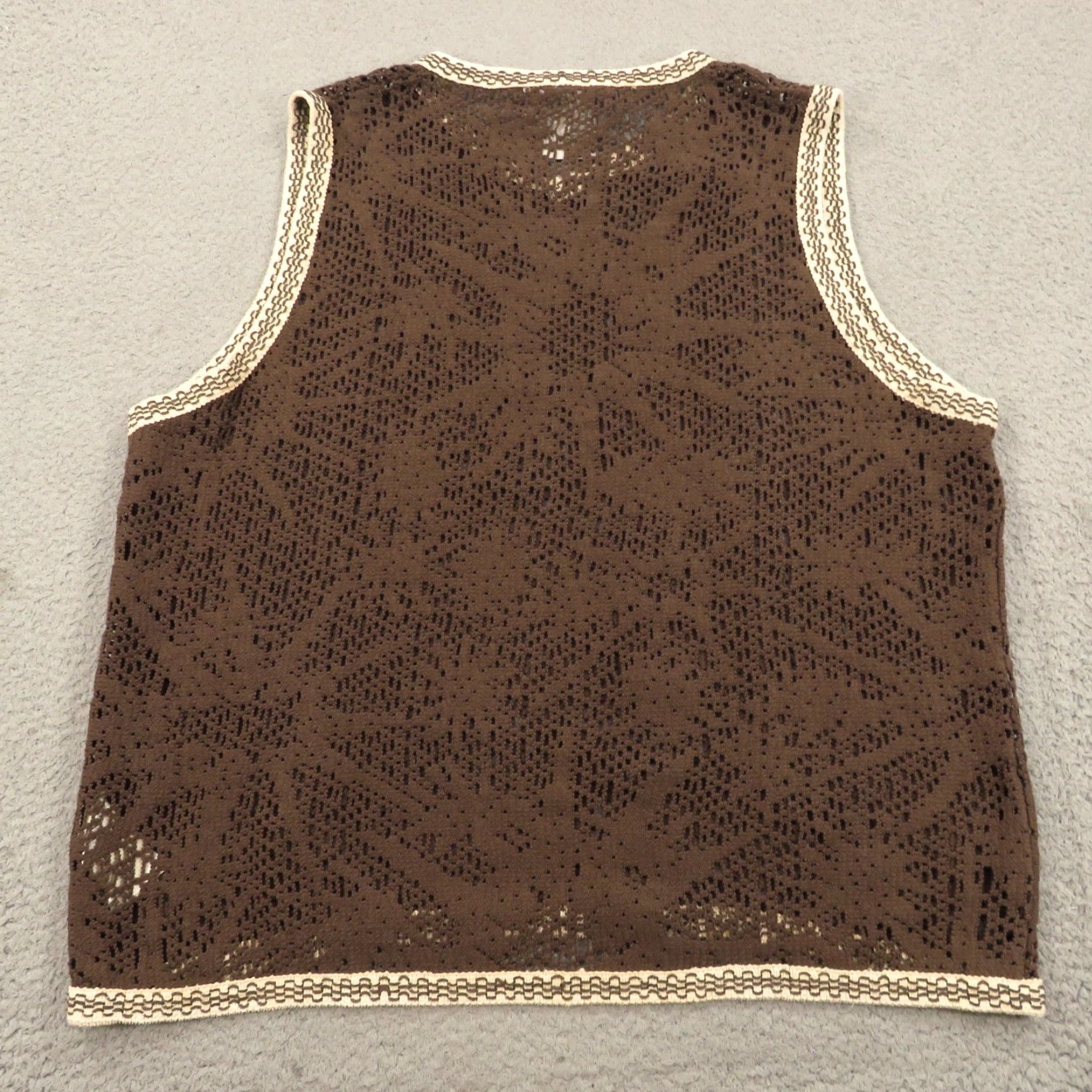 OAS OAS Vest Mens 2XL Brown V Neck Crochet Knit Graphic Luxury Resort Poolside Casual Size US XXL / EU 58 / 5 - 6 Thumbnail