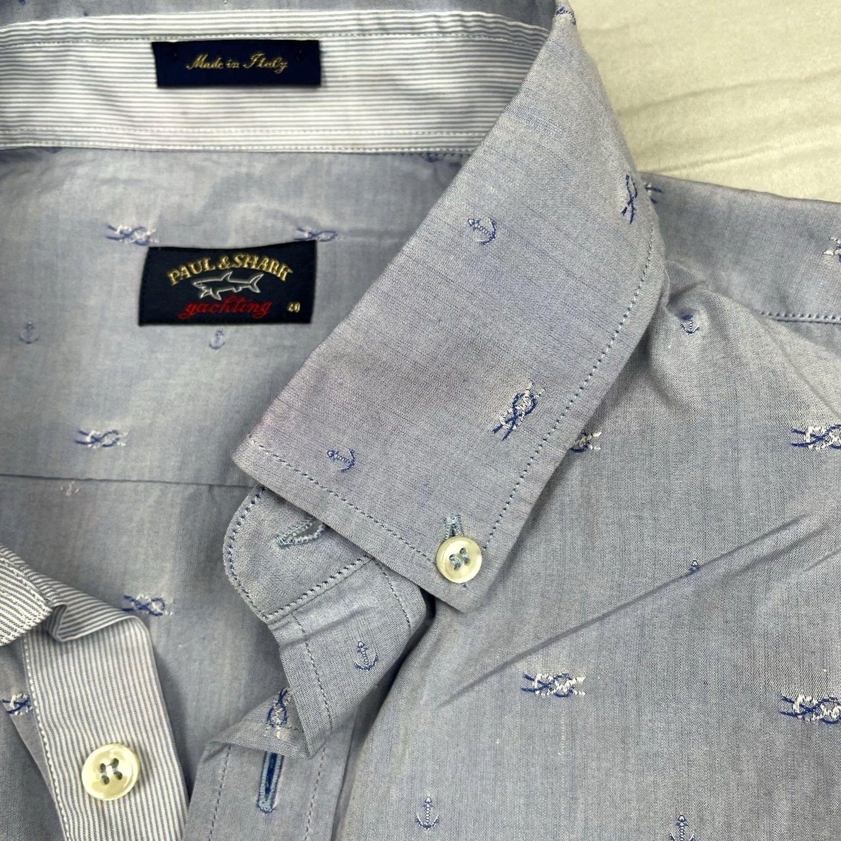 Paul & Shark Paul & Shark Shirt Men 40 Fits Medium Button-Down Pocket Knots Outdoor Yachting Blue Size US L / EU 52-54 / 3 - 7 Thumbnail