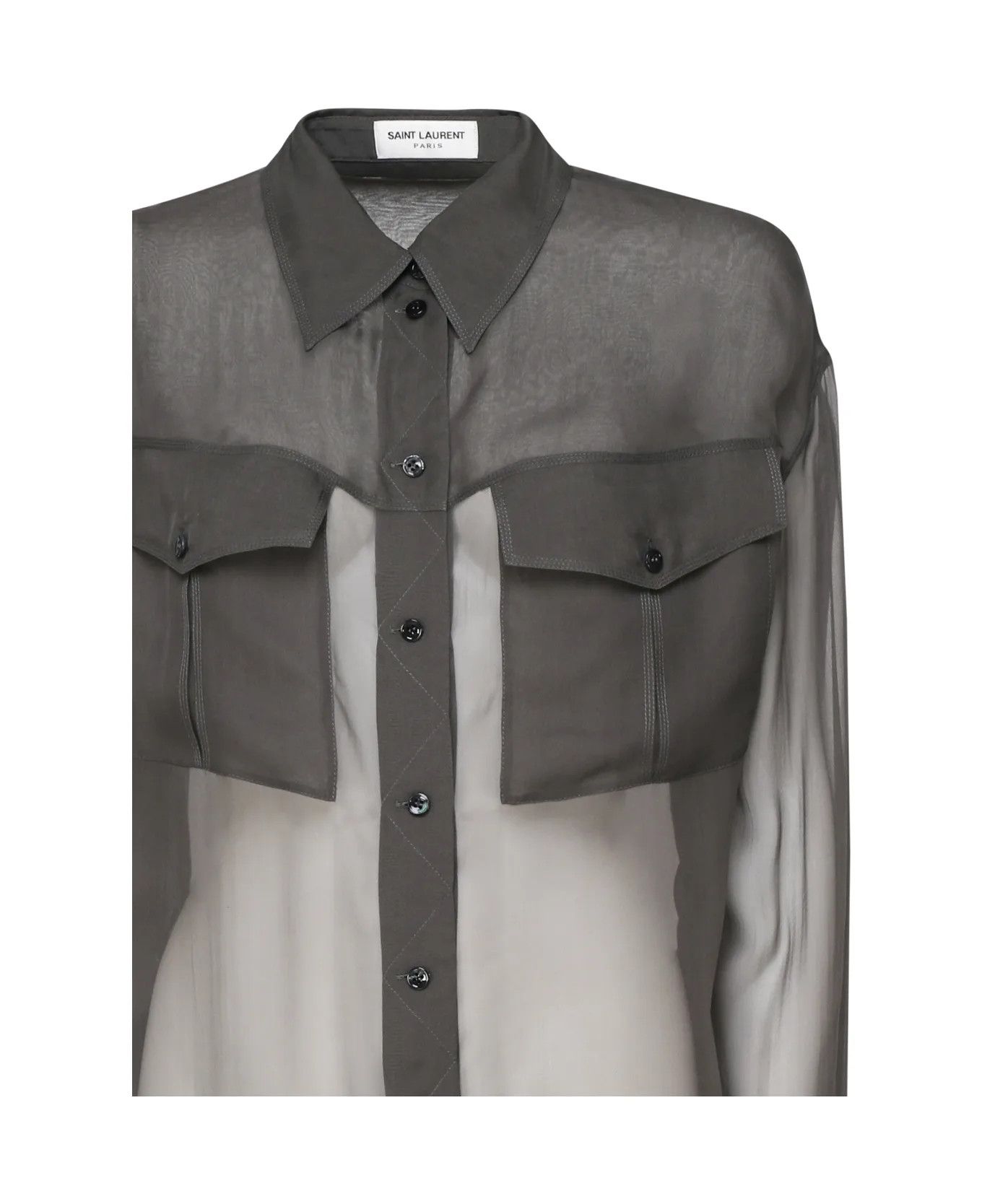 Saint Laurent Paris o1b1hav110525 788262 Chemise Mousseline Legere Shirt Size XS / US 0-2 / IT 36-38 - 3 Thumbnail
